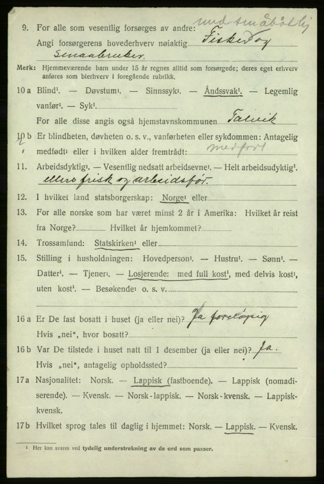 SATØ, 1920 census for Talvik, 1920, p. 4975