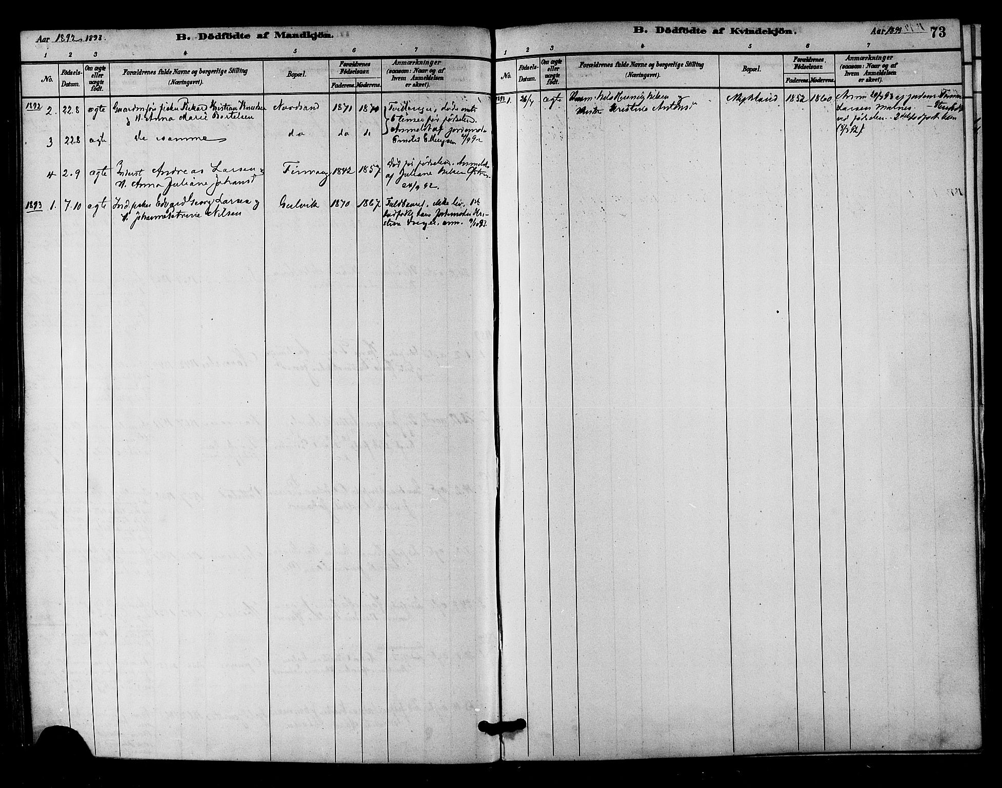 Ministerialprotokoller, klokkerbøker og fødselsregistre - Nordland, AV/SAT-A-1459/893/L1337: Parish register (official) no. 893A09, 1885-1893, p. 73