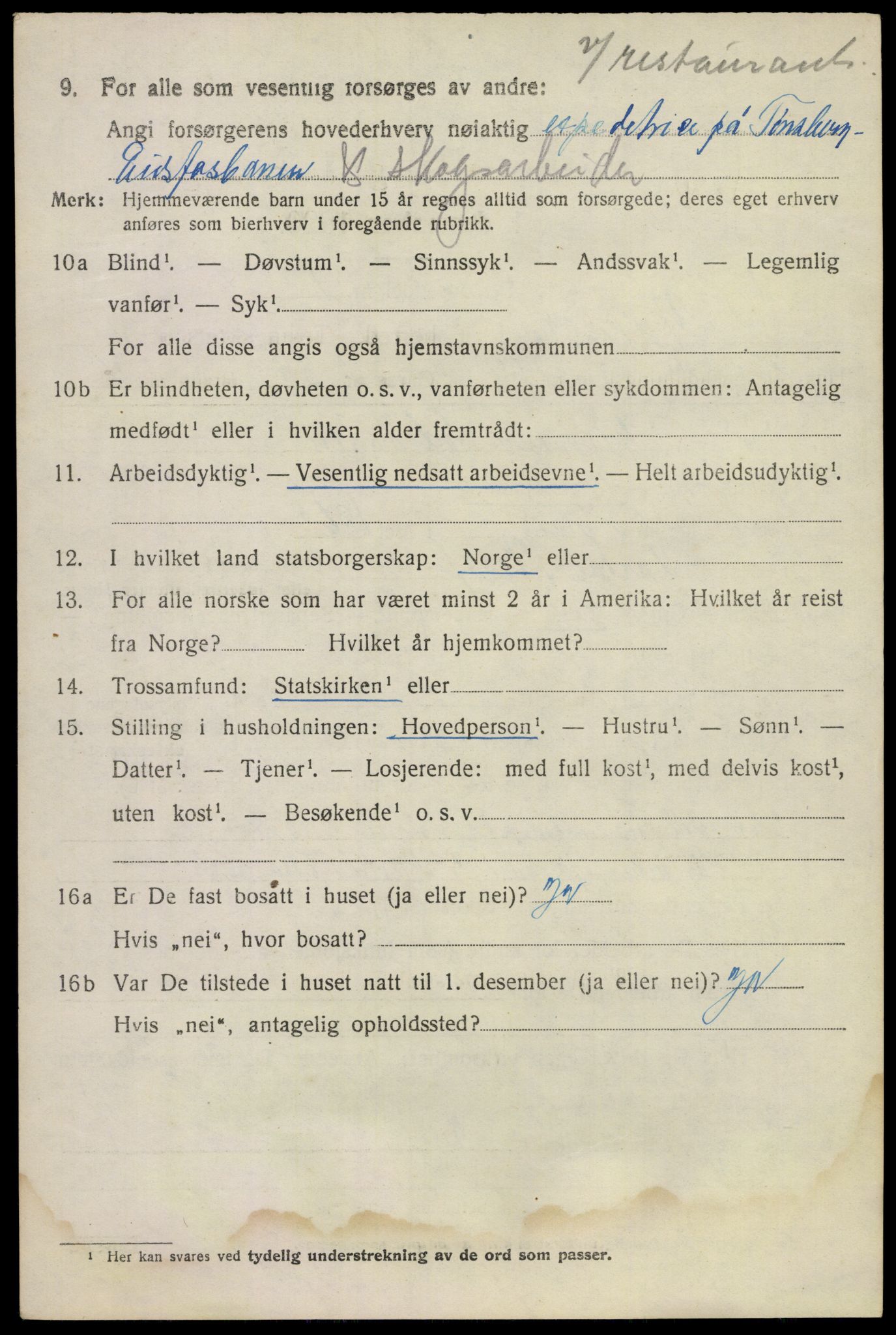 SAKO, 1920 census for Våle, 1920, p. 3129