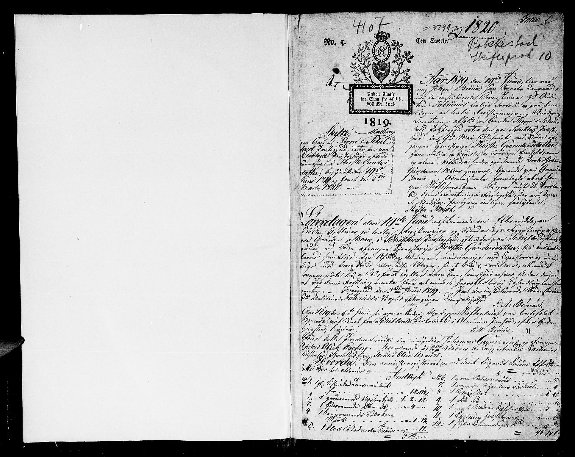 Rakkestad sorenskriveri, SAO/A-10686/H/Hb/L0010: Skifteprotokoller, 1820-1823, p. 0b-1a
