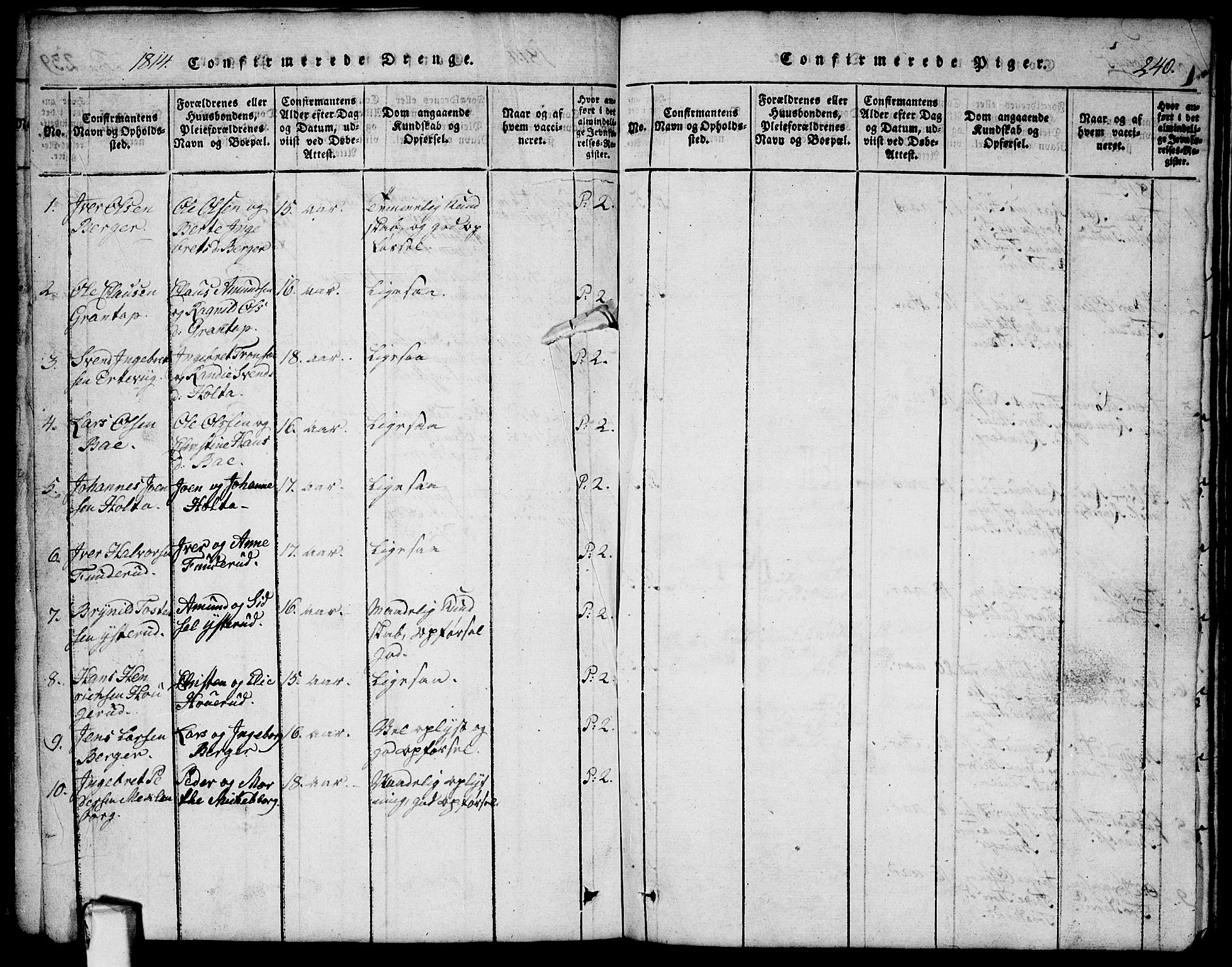 Rødenes prestekontor Kirkebøker, AV/SAO-A-2005/G/Ga/L0001: Parish register (copy) no.  I 1, 1814-1841, p. 240