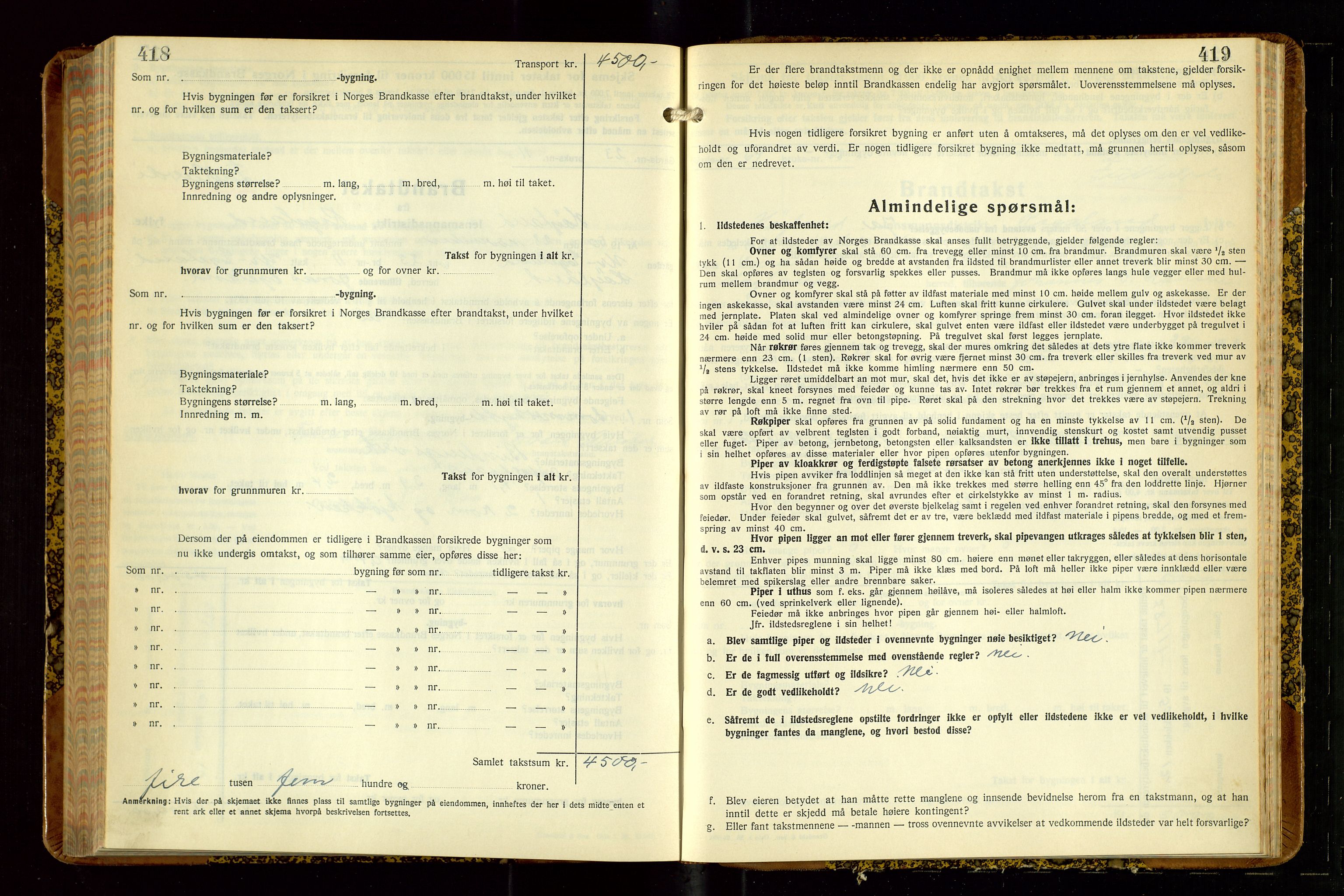 Høyland/Sandnes lensmannskontor, AV/SAST-A-100166/Gob/L0008: "Branntakstprotokoll", 1940-1952, p. 418-419