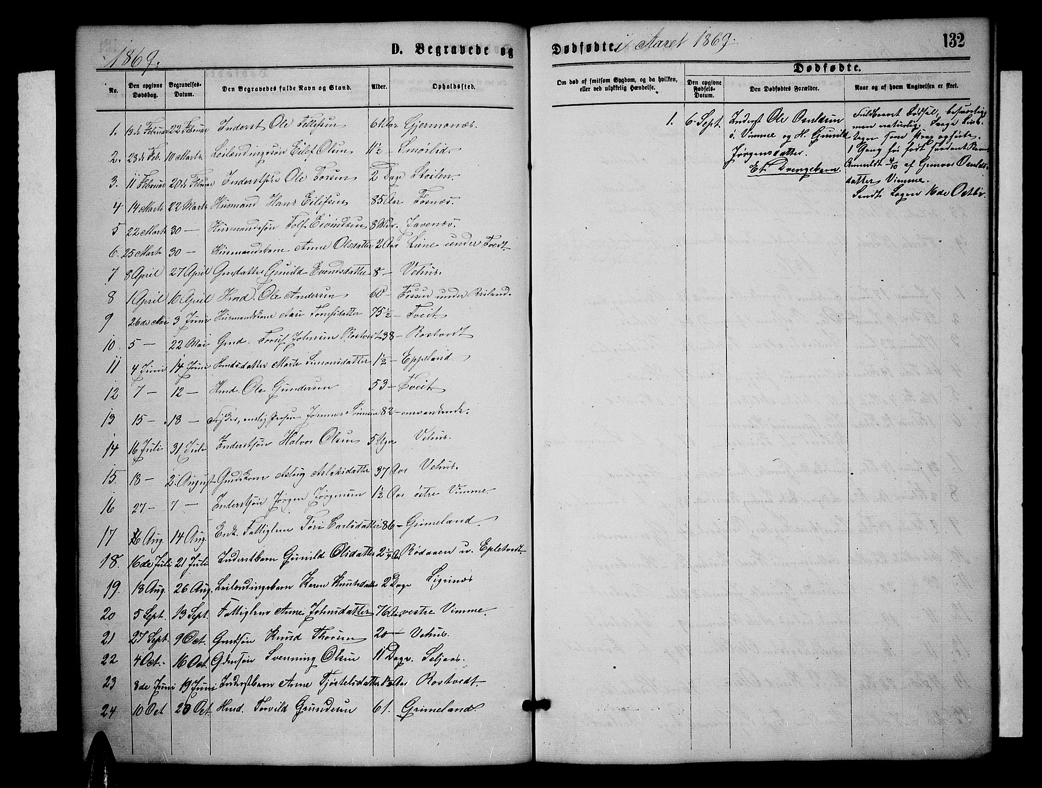 Åmli sokneprestkontor, SAK/1111-0050/F/Fb/Fbc/L0003: Parish register (copy) no. B 3, 1868-1888, p. 132