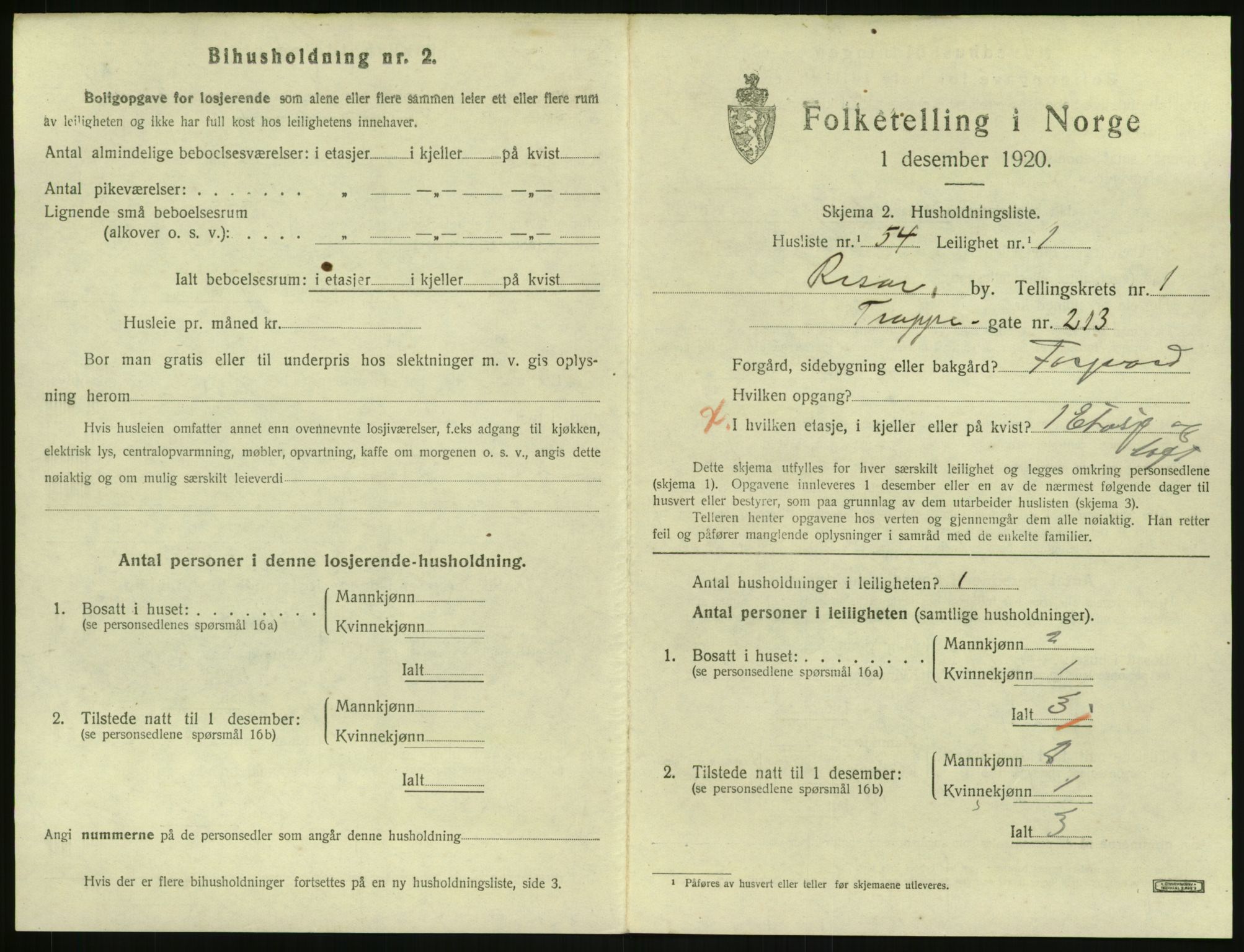 SAK, 1920 census for Risør, 1920, p. 1471