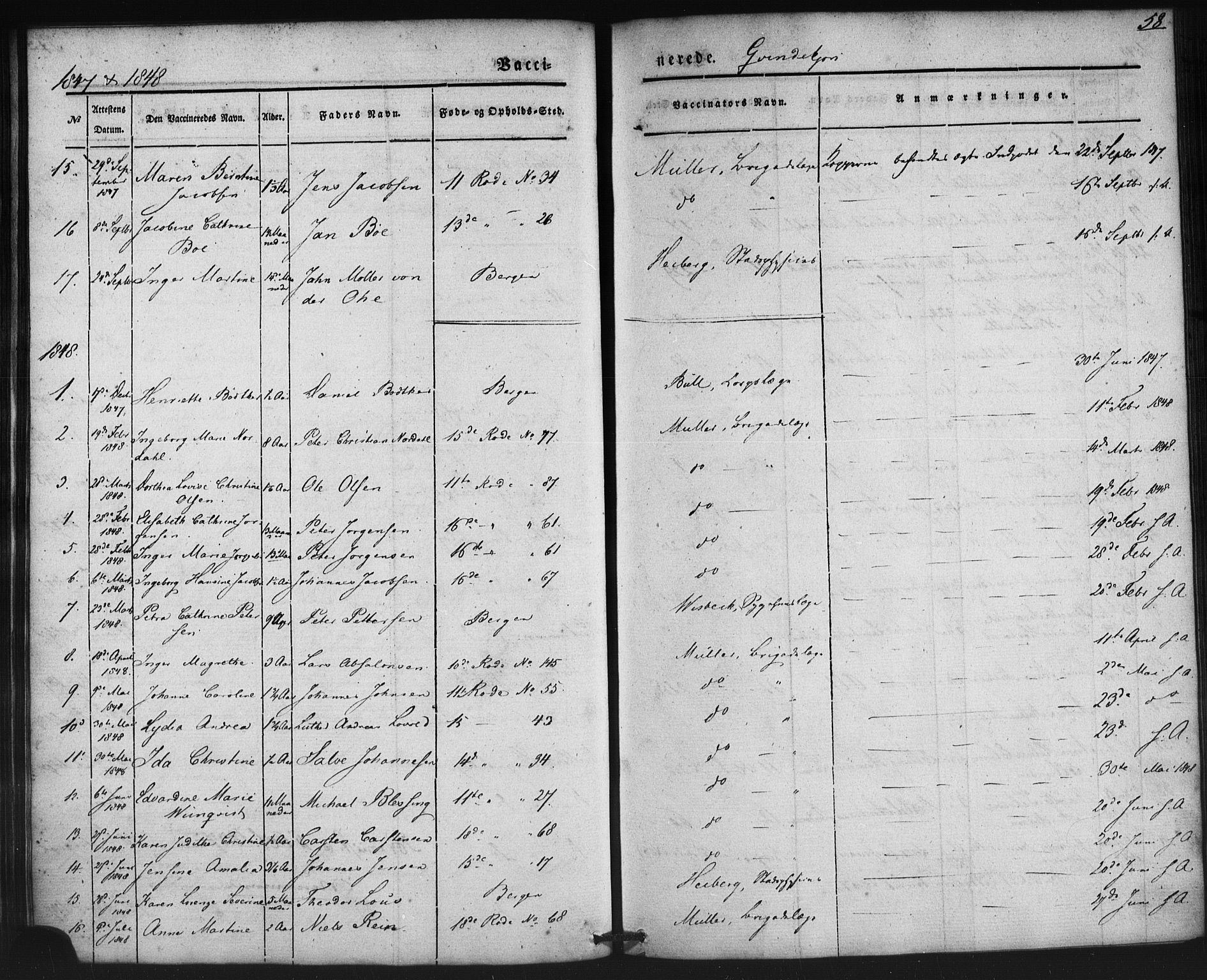 Domkirken sokneprestembete, SAB/A-74801/H/Haa/L0046: Parish register (official) no. F 1, 1841-1852, p. 58