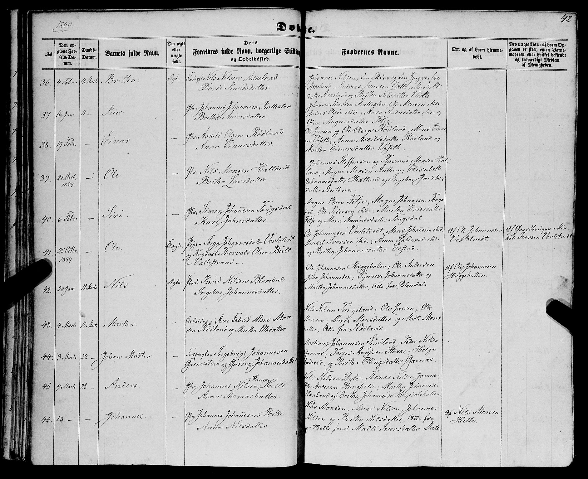 Haus sokneprestembete, SAB/A-75601/H/Haa: Parish register (official) no. A 17, 1858-1870, p. 42
