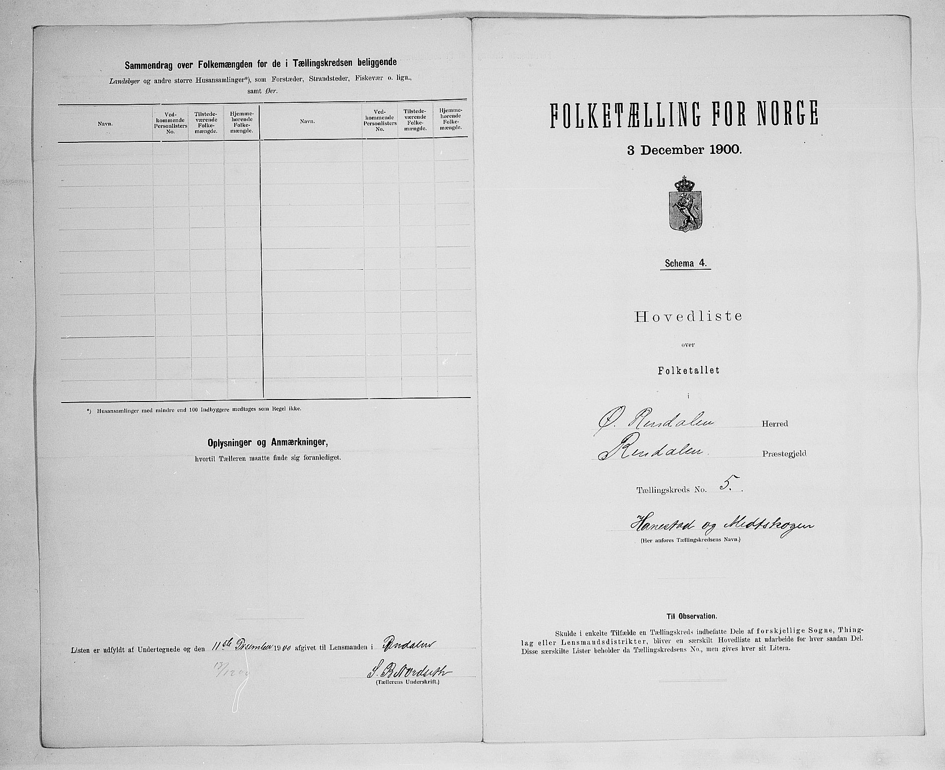 SAH, 1900 census for Øvre Rendal, 1900, p. 21