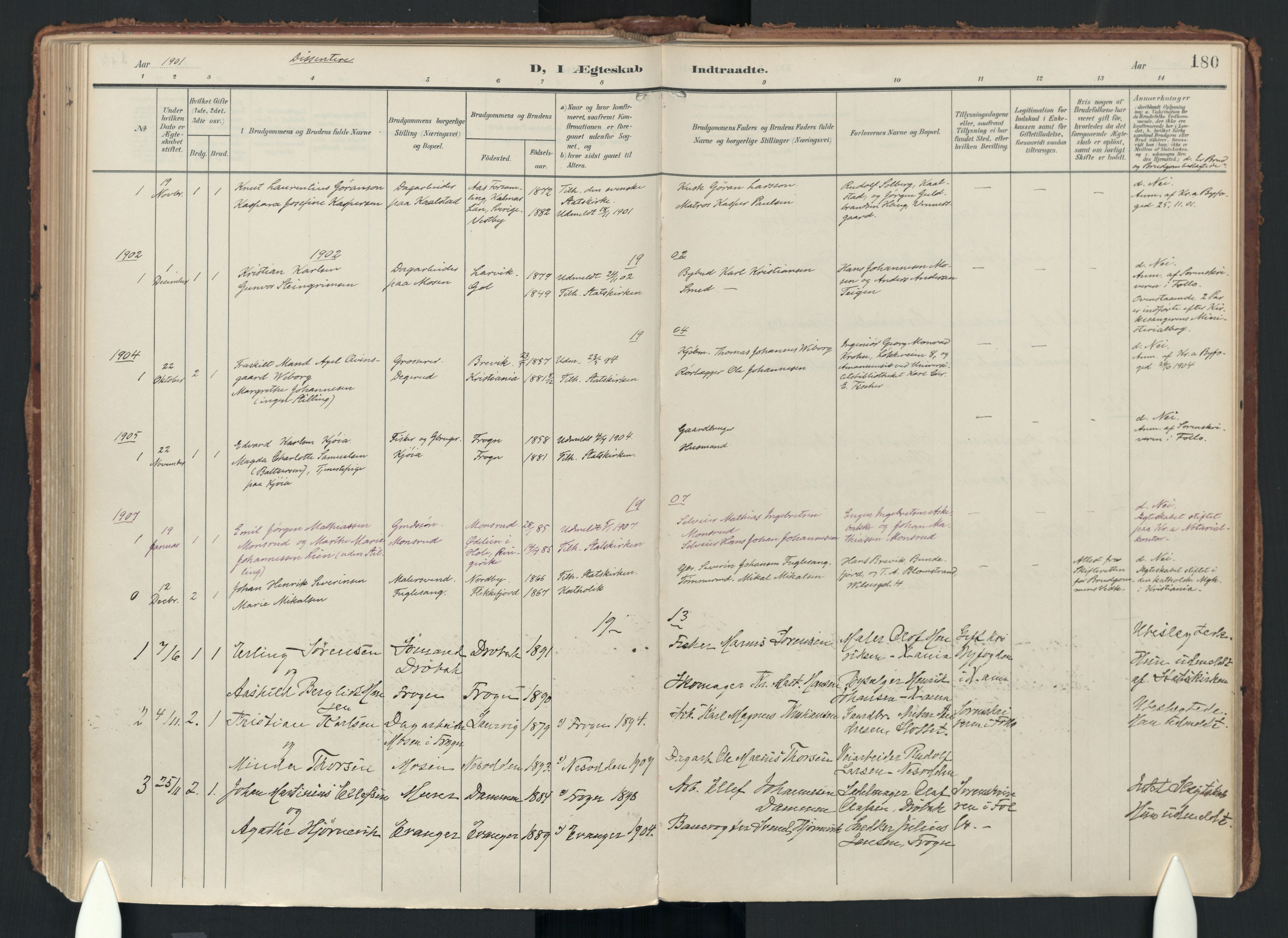 Drøbak prestekontor Kirkebøker, SAO/A-10142a/F/Fc/L0003: Parish register (official) no. III 3, 1901-1920, p. 180