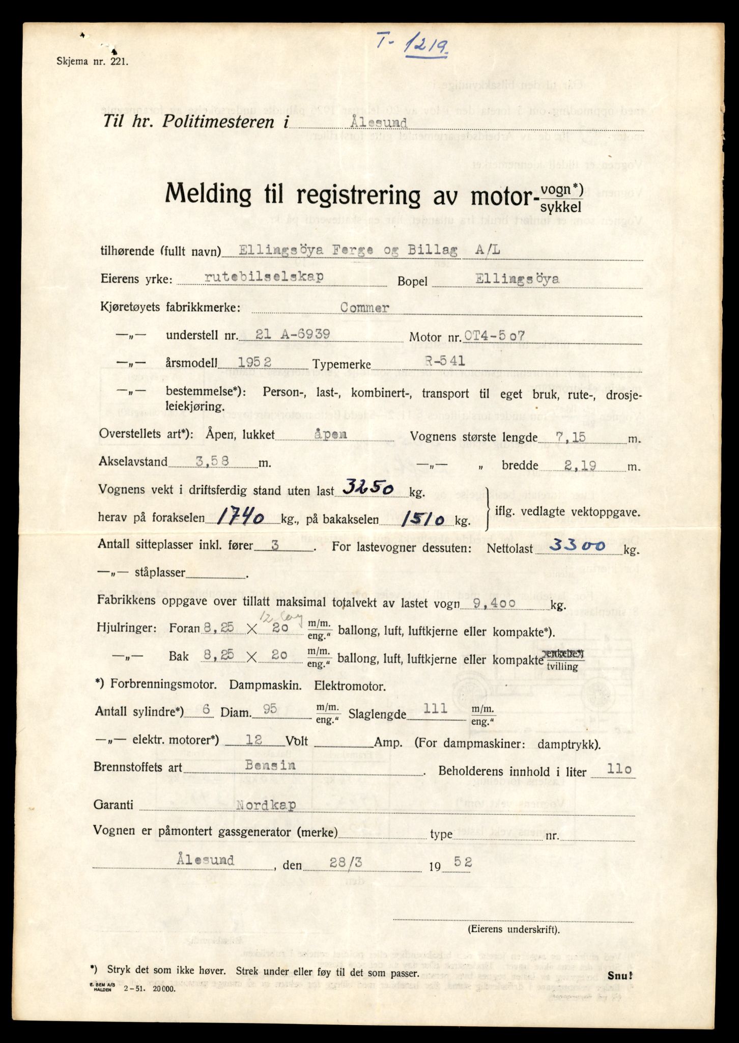 Møre og Romsdal vegkontor - Ålesund trafikkstasjon, AV/SAT-A-4099/F/Fe/L0036: Registreringskort for kjøretøy T 12831 - T 13030, 1927-1998, p. 291