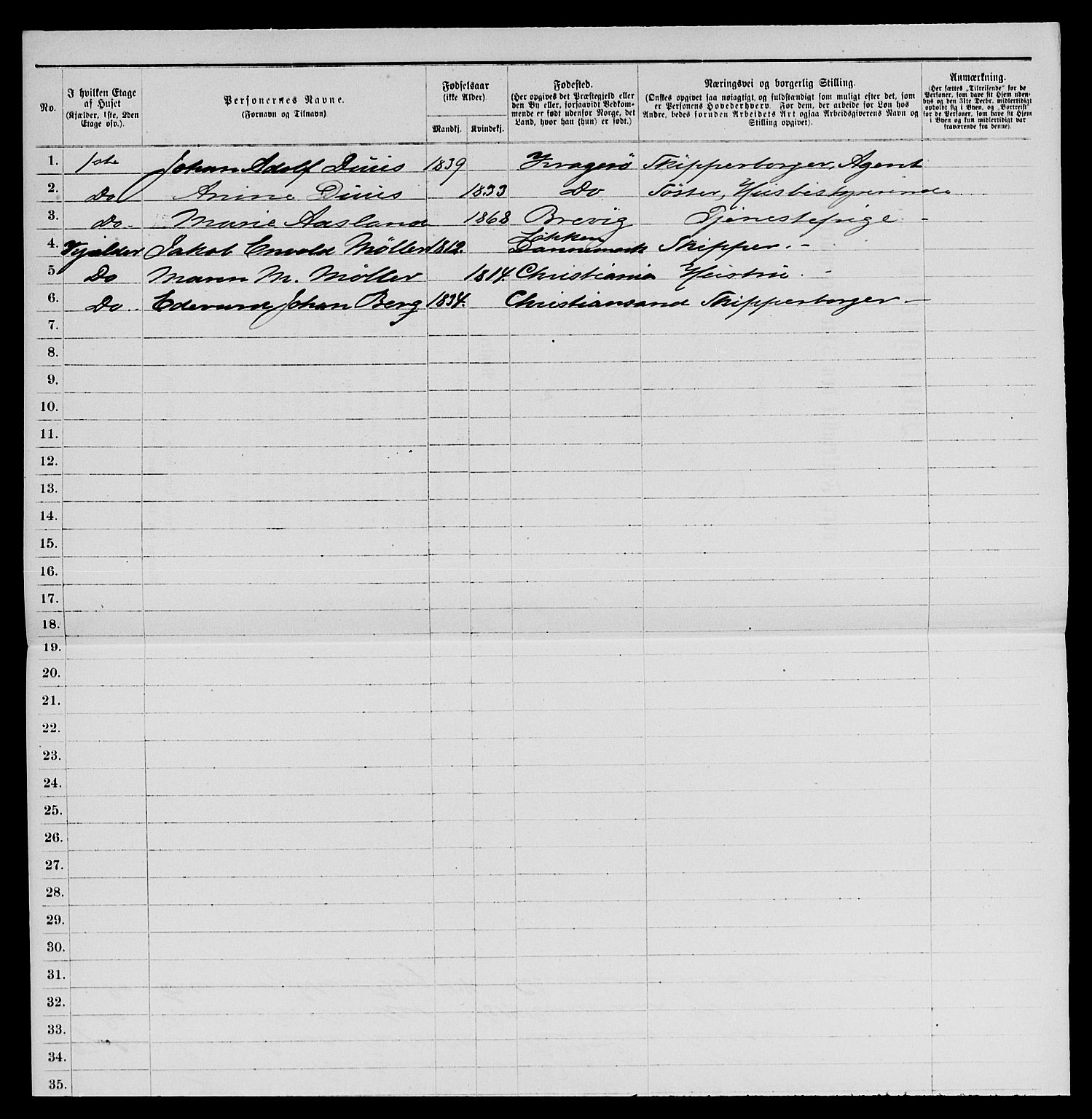 SAKO, 1885 census for 0801 Kragerø, 1885, p. 165