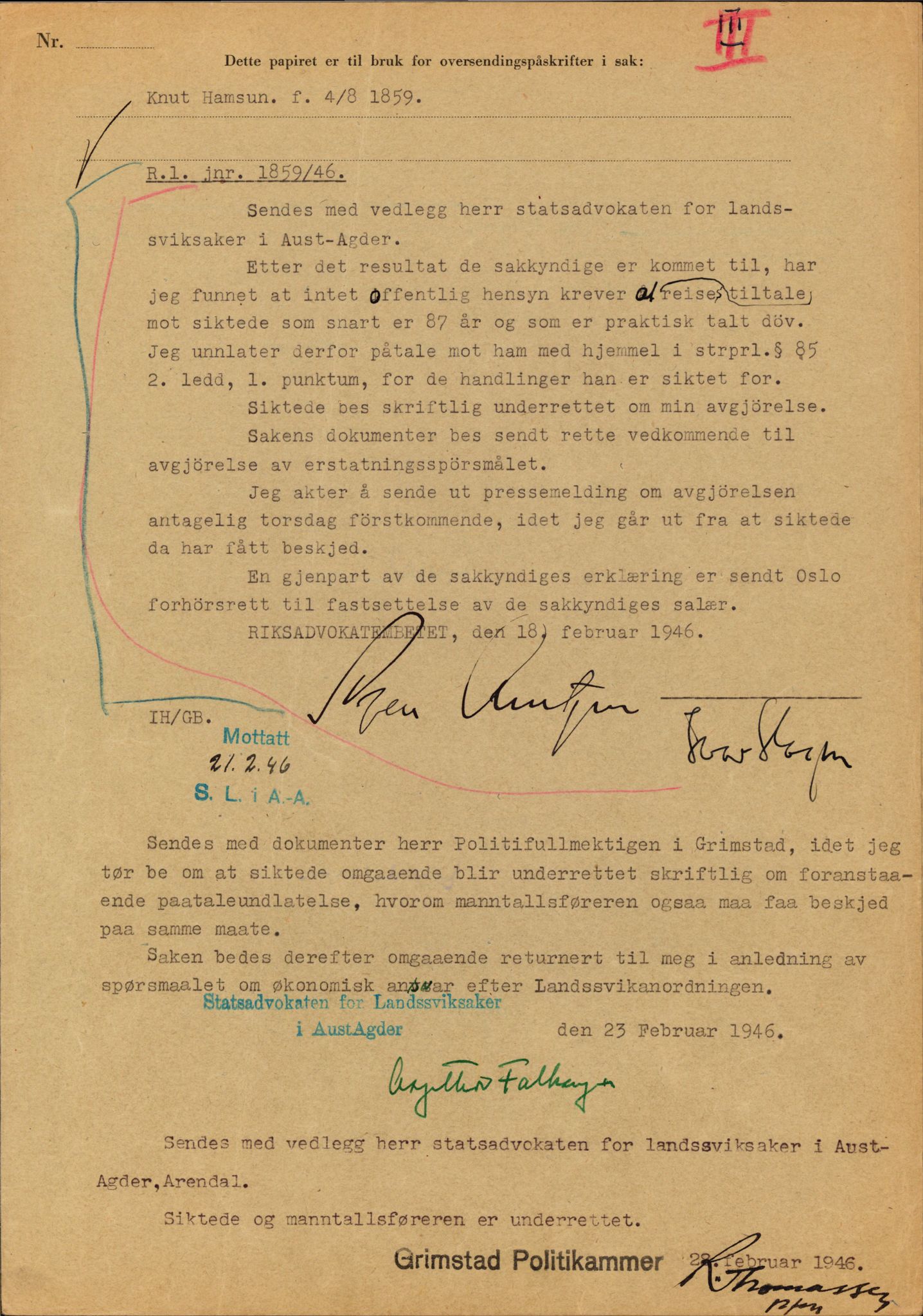 Landssvikarkivet, Arendal politikammer, AV/RA-S-3138-25/D/Dc, 1945-1951, p. 16
