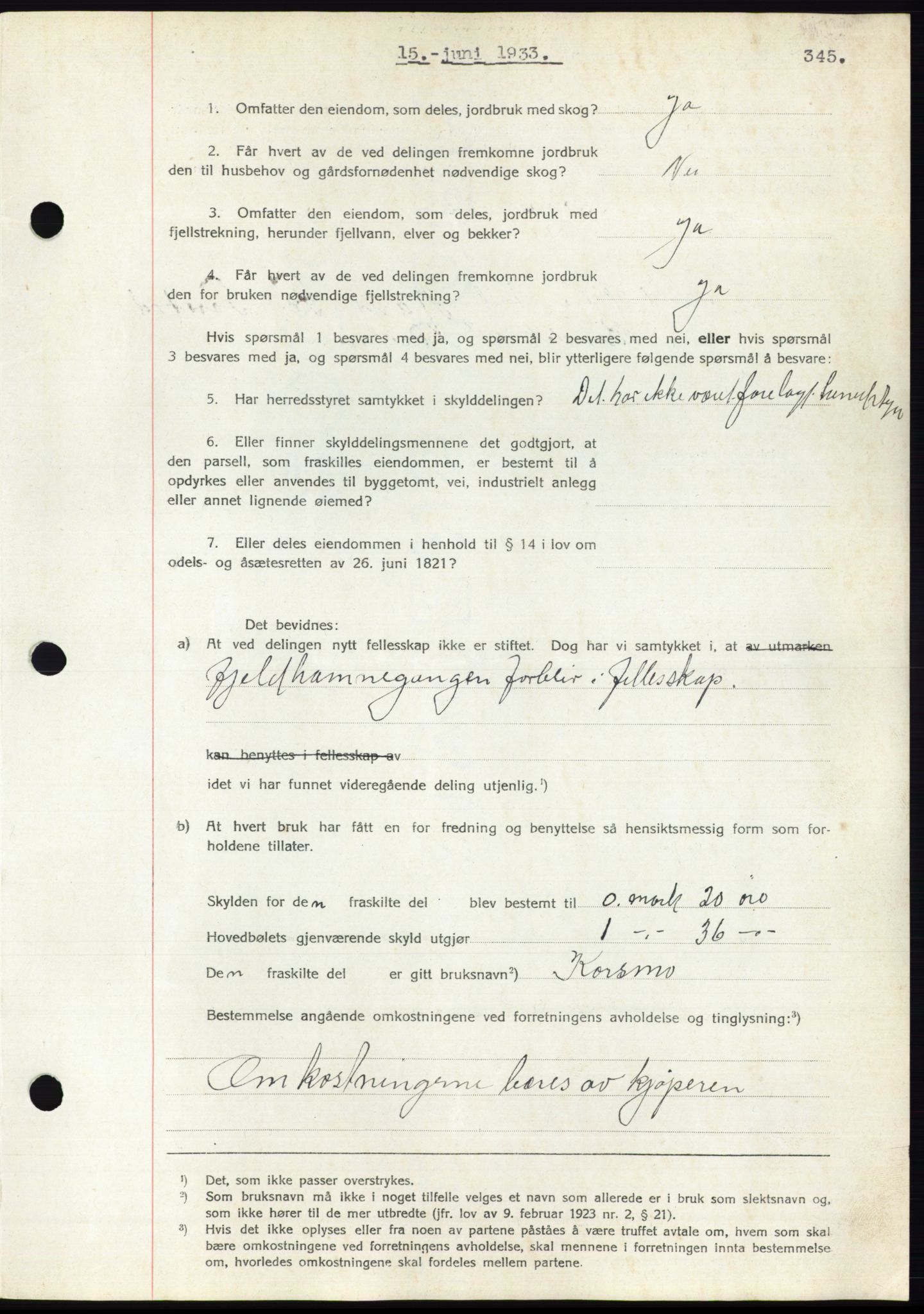 Romsdal sorenskriveri, AV/SAT-A-4149/1/2/2C/L0063: Mortgage book no. 57, 1933-1933, Deed date: 15.06.1933