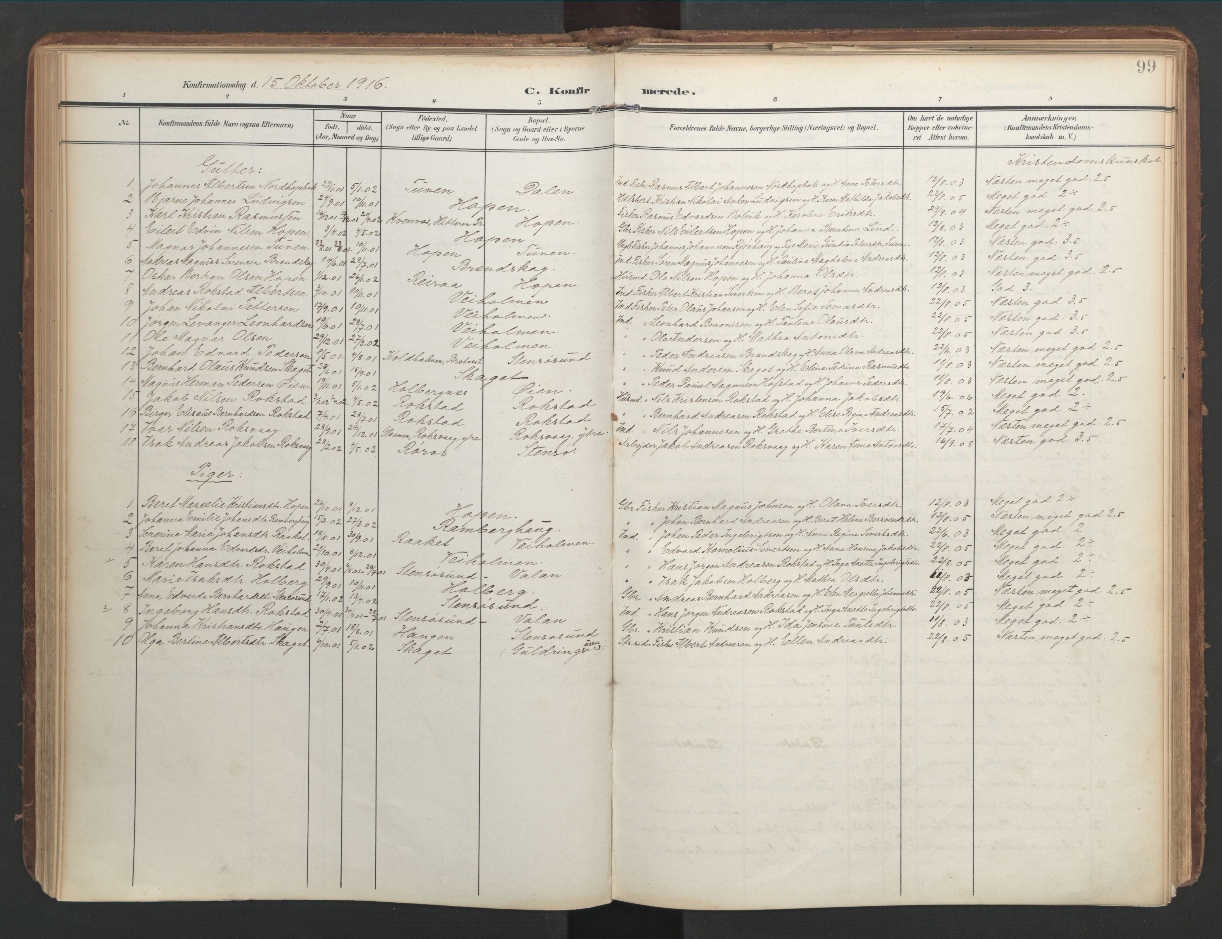 Ministerialprotokoller, klokkerbøker og fødselsregistre - Møre og Romsdal, AV/SAT-A-1454/583/L0955: Parish register (official) no. 583A02, 1907-1926, p. 99