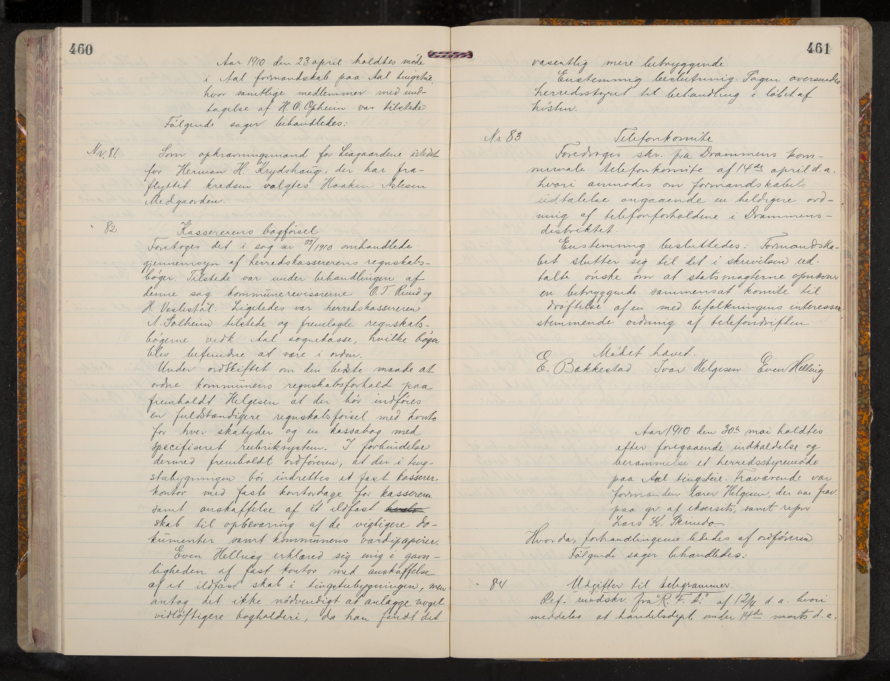 Ål formannskap og sentraladministrasjon, IKAK/0619021/A/Aa/L0005: Utskrift av møtebok, 1902-1910, p. 460-461