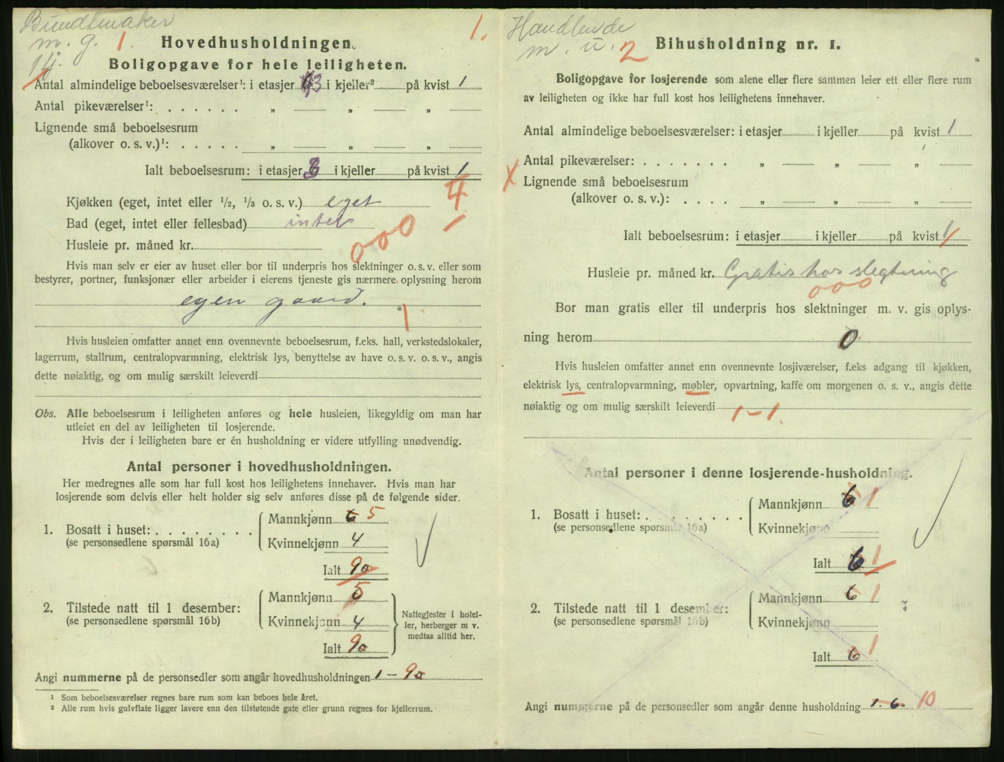 SAH, 1920 census for Lillehammer, 1920, p. 3297