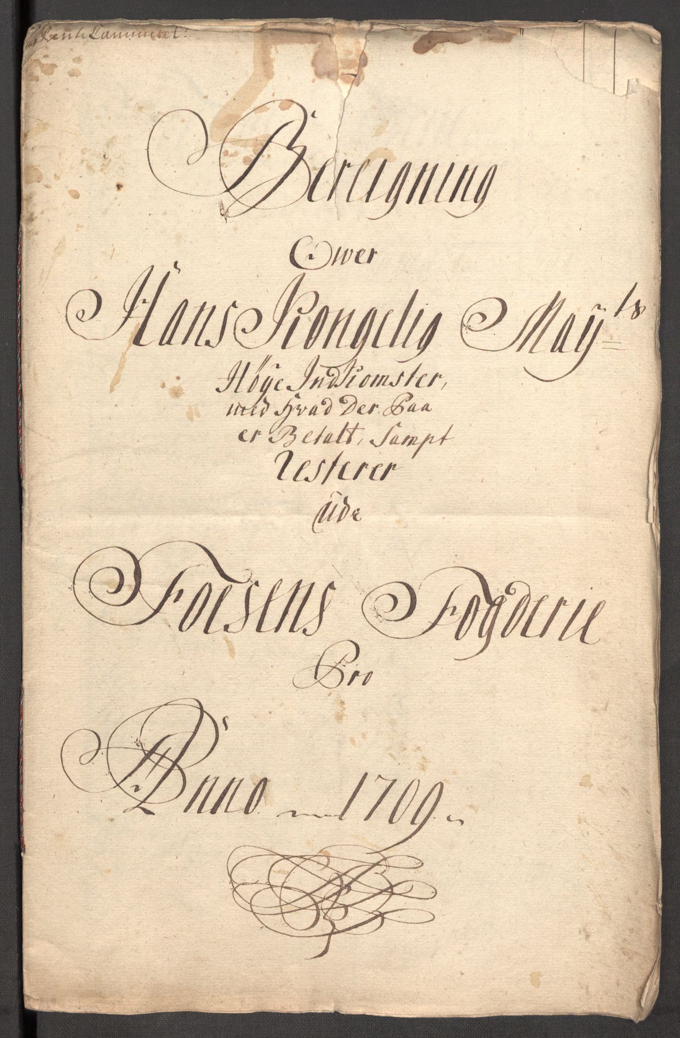 Rentekammeret inntil 1814, Reviderte regnskaper, Fogderegnskap, AV/RA-EA-4092/R57/L3858: Fogderegnskap Fosen, 1708-1709, p. 486