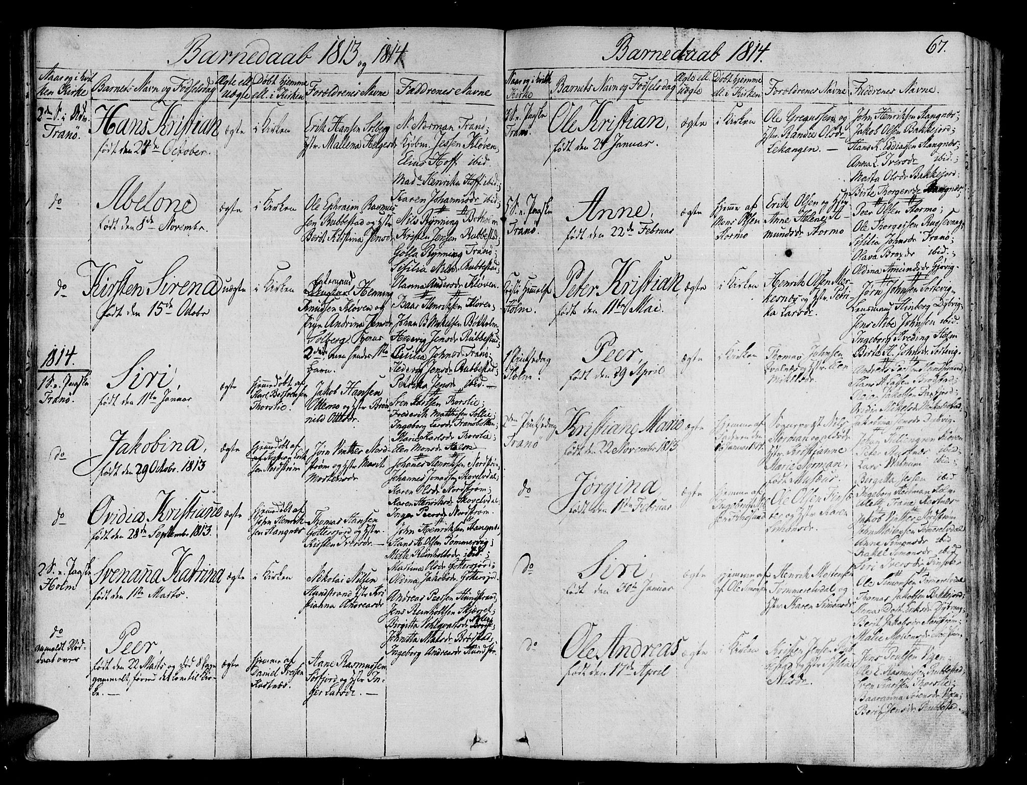 Tranøy sokneprestkontor, SATØ/S-1313/I/Ia/Iaa/L0003kirke: Parish register (official) no. 3, 1807-1820, p. 67