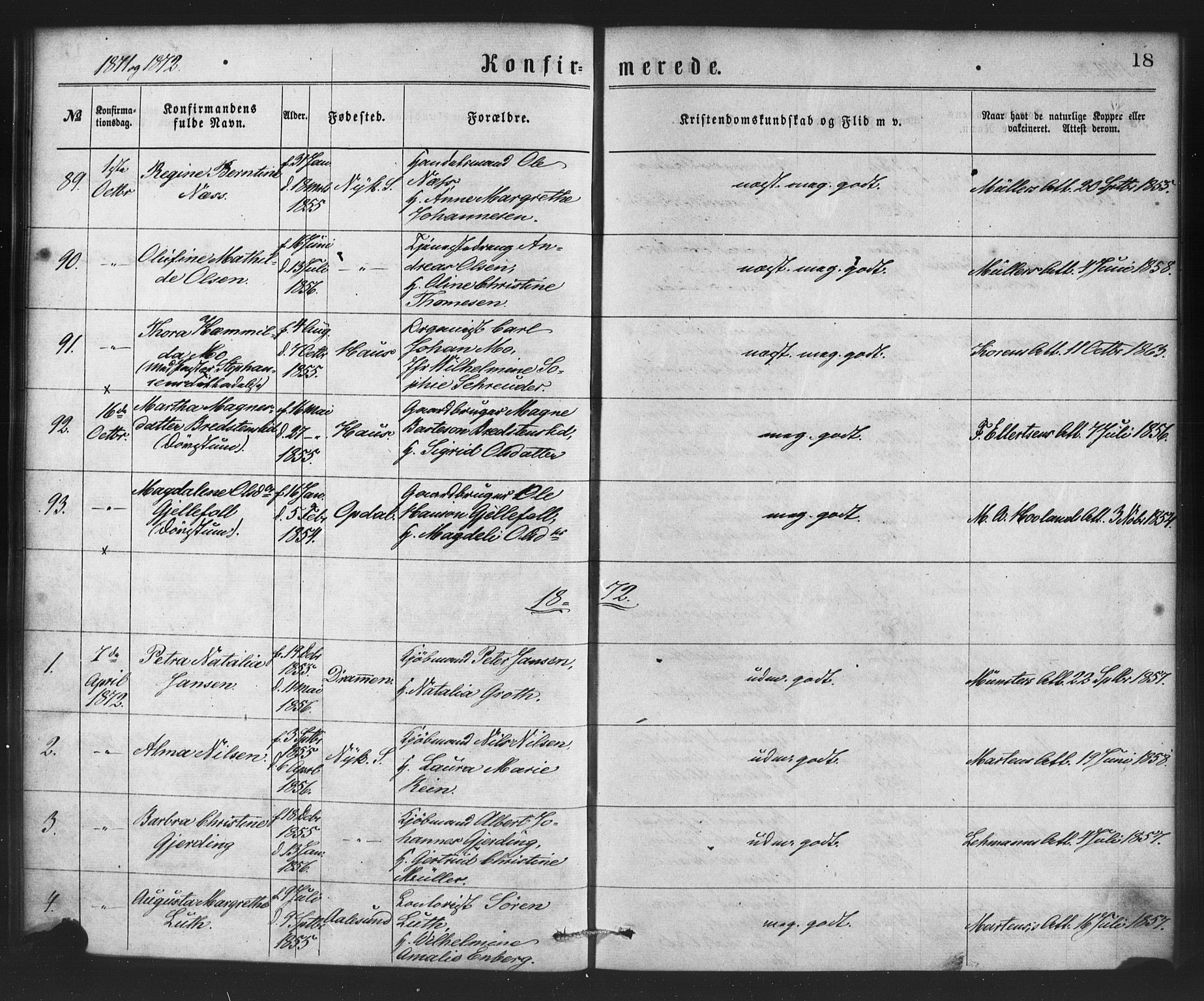 Nykirken Sokneprestembete, SAB/A-77101/H/Haa/L0026: Parish register (official) no. C 5, 1870-1886, p. 18