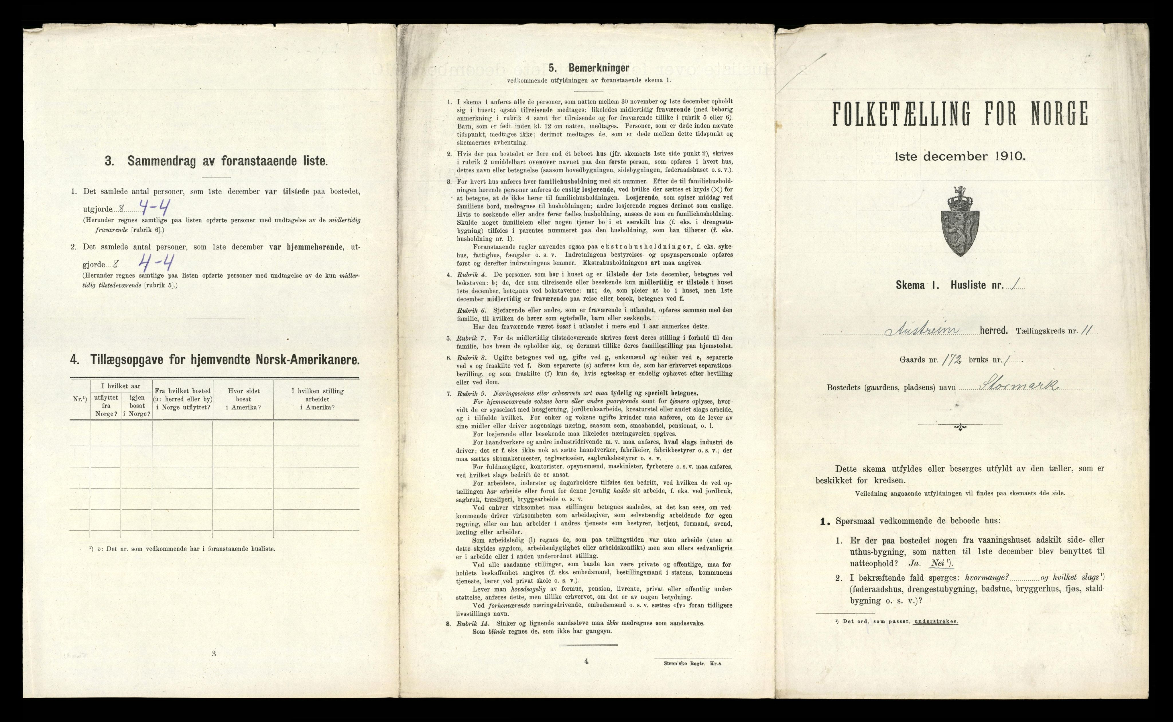 RA, 1910 census for Austrheim, 1910, p. 672