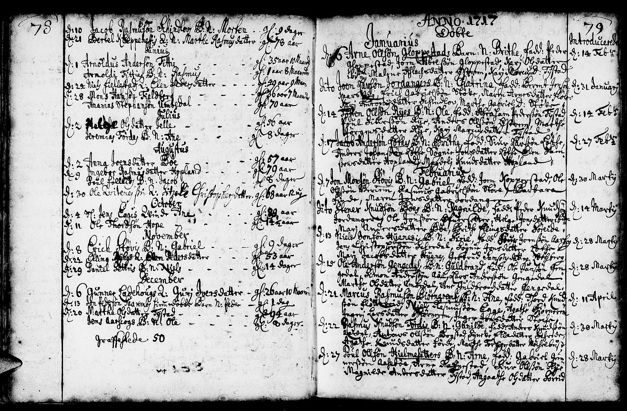 Gloppen sokneprestembete, AV/SAB-A-80101/H/Haa/Haaa/L0002: Parish register (official) no. A 2, 1712-1735, p. 78-79