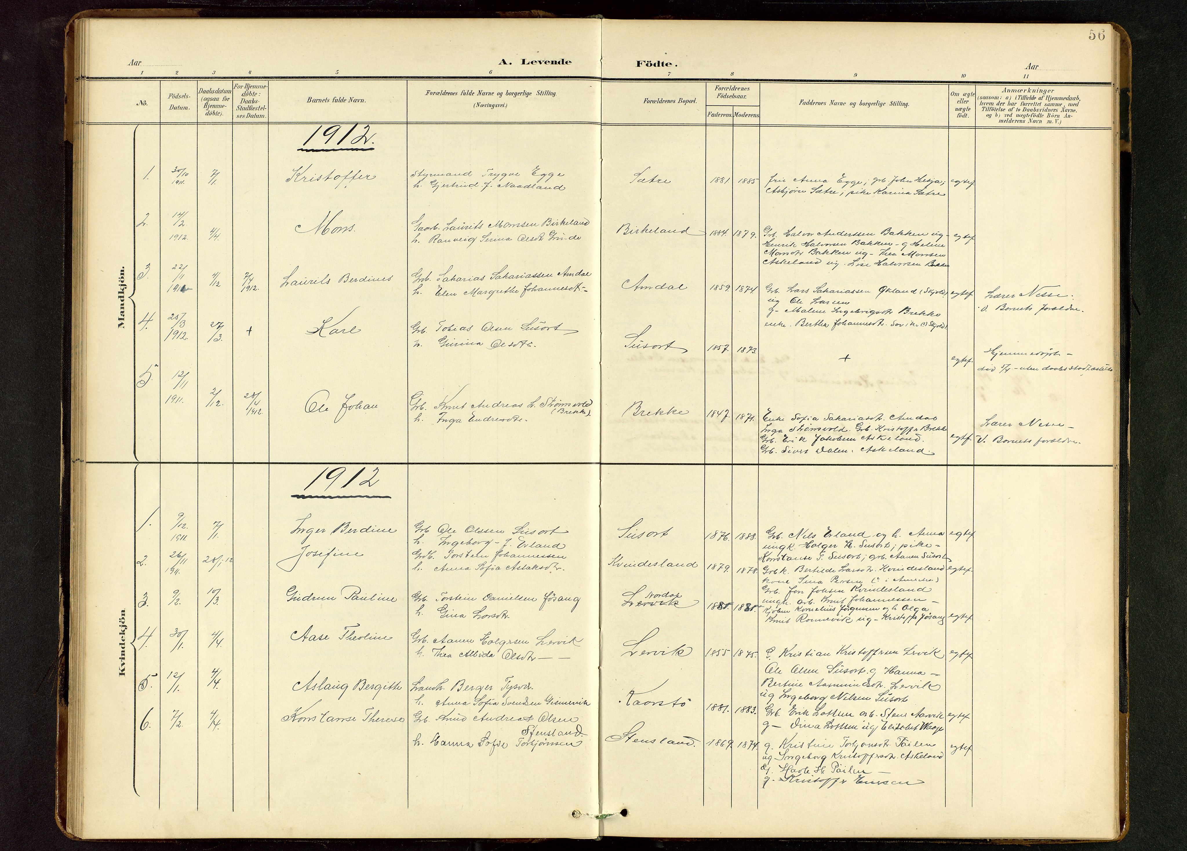 Tysvær sokneprestkontor, AV/SAST-A -101864/H/Ha/Hab/L0010: Parish register (copy) no. B 10, 1897-1912, p. 56