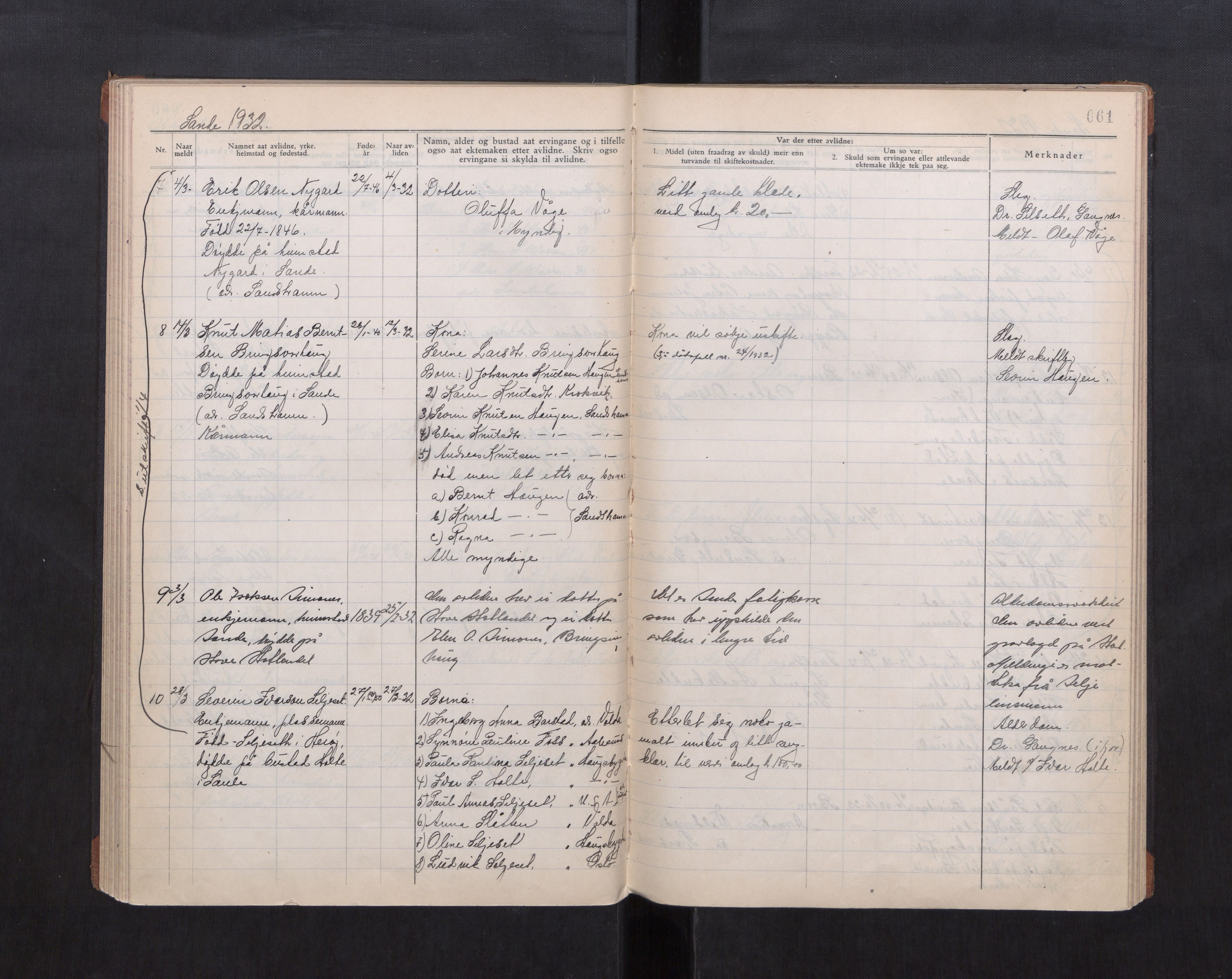Herøy og Sande lensmannskontor, AV/SAT-A-5655/2/2/L0047: Dødsfallprotokoll, 1932-1936, p. 61