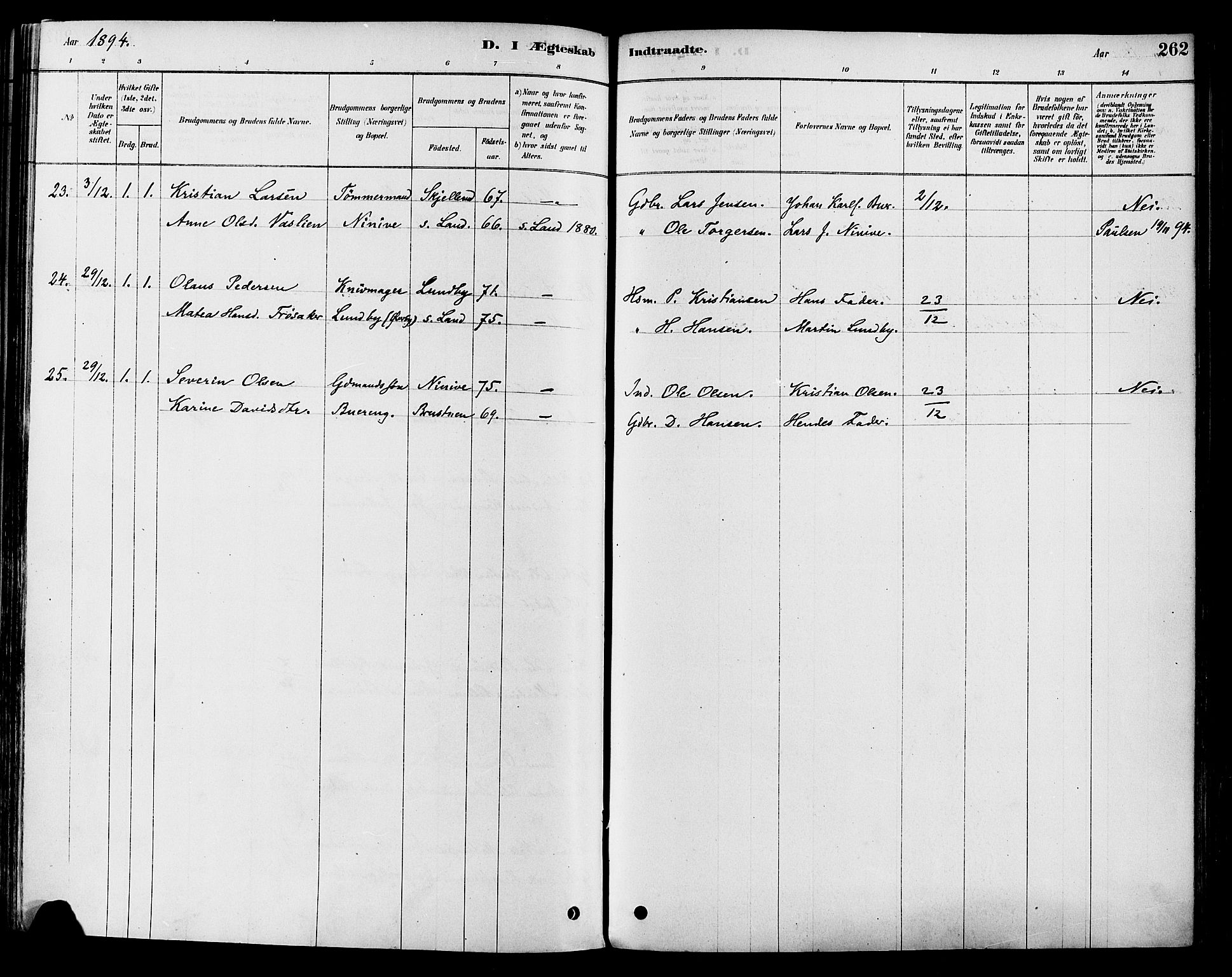 Vestre Toten prestekontor, AV/SAH-PREST-108/H/Ha/Haa/L0009: Parish register (official) no. 9, 1878-1894, p. 262