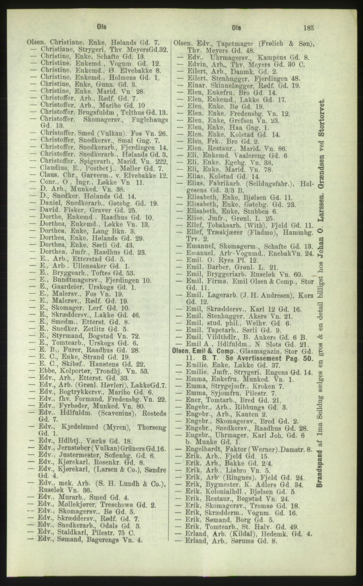 Kristiania/Oslo adressebok, PUBL/-, 1884, p. 185