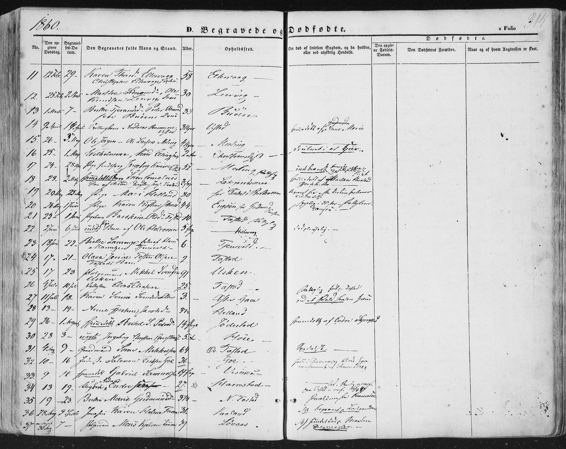 Hetland sokneprestkontor, AV/SAST-A-101826/30/30BA/L0002: Parish register (official) no. A 2, 1849-1869, p. 314