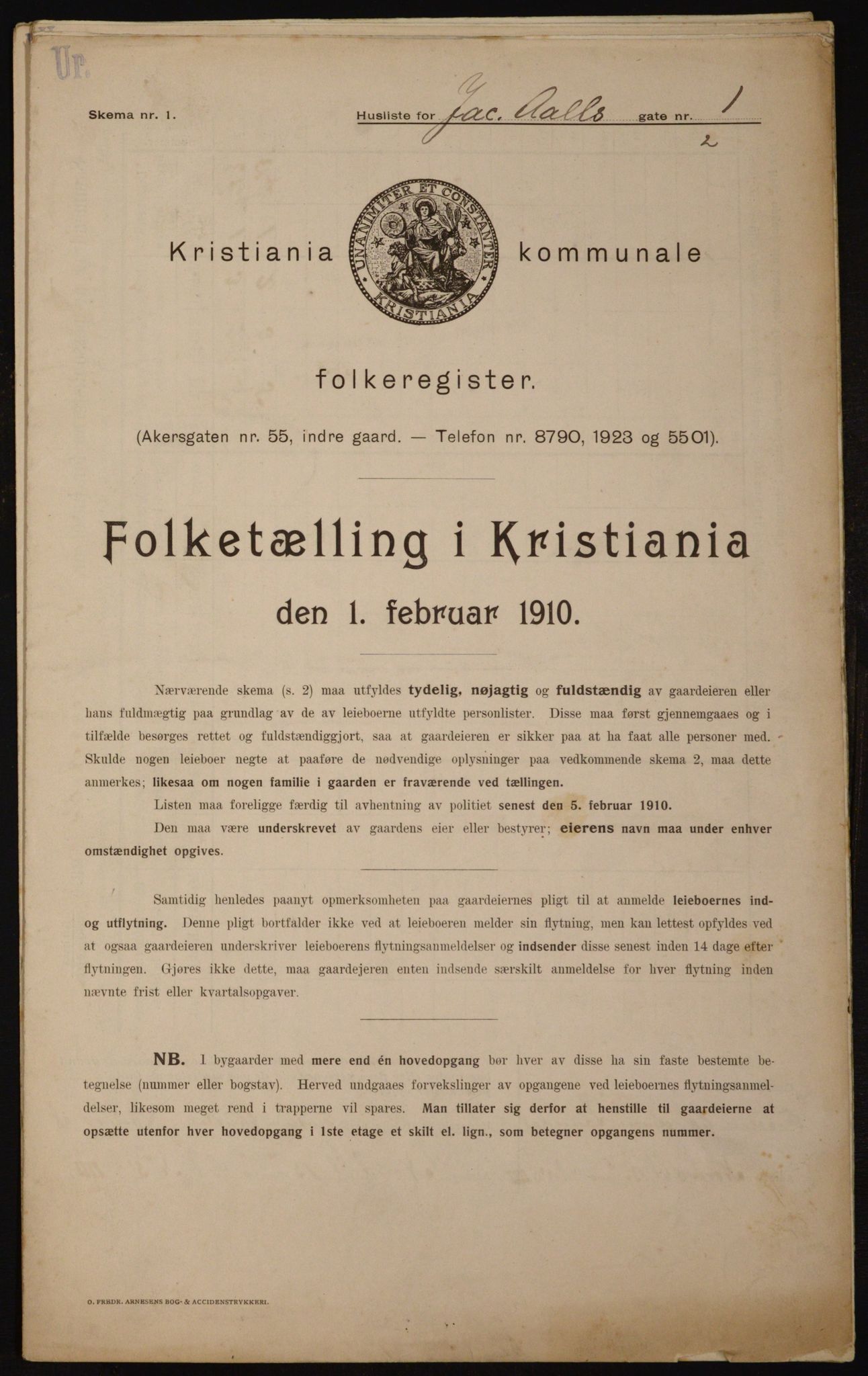 OBA, Municipal Census 1910 for Kristiania, 1910, p. 43574