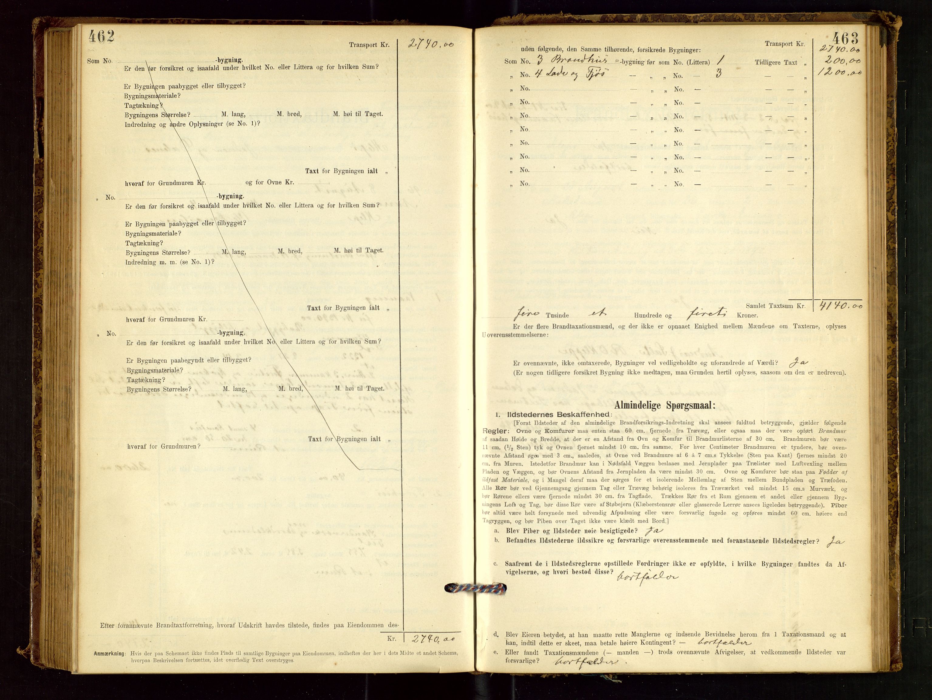 Klepp lensmannskontor, SAST/A-100163/Goc/L0001: "Brandtaxationsprotokol" m/register, 1895-1898, p. 462-463