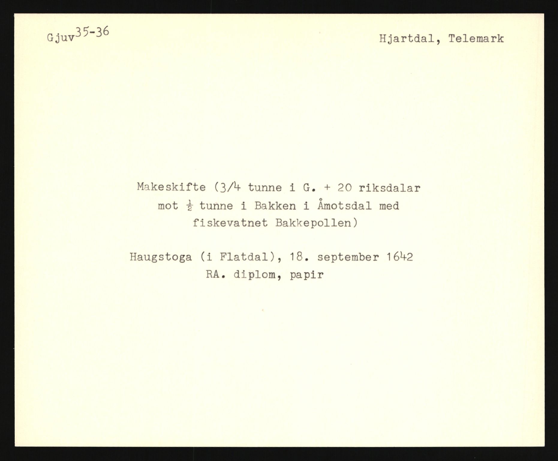 Riksarkivets diplomsamling, AV/RA-EA-5965/F35/F35e/L0021: Registreringssedler Telemark 2, 1400-1700, p. 287