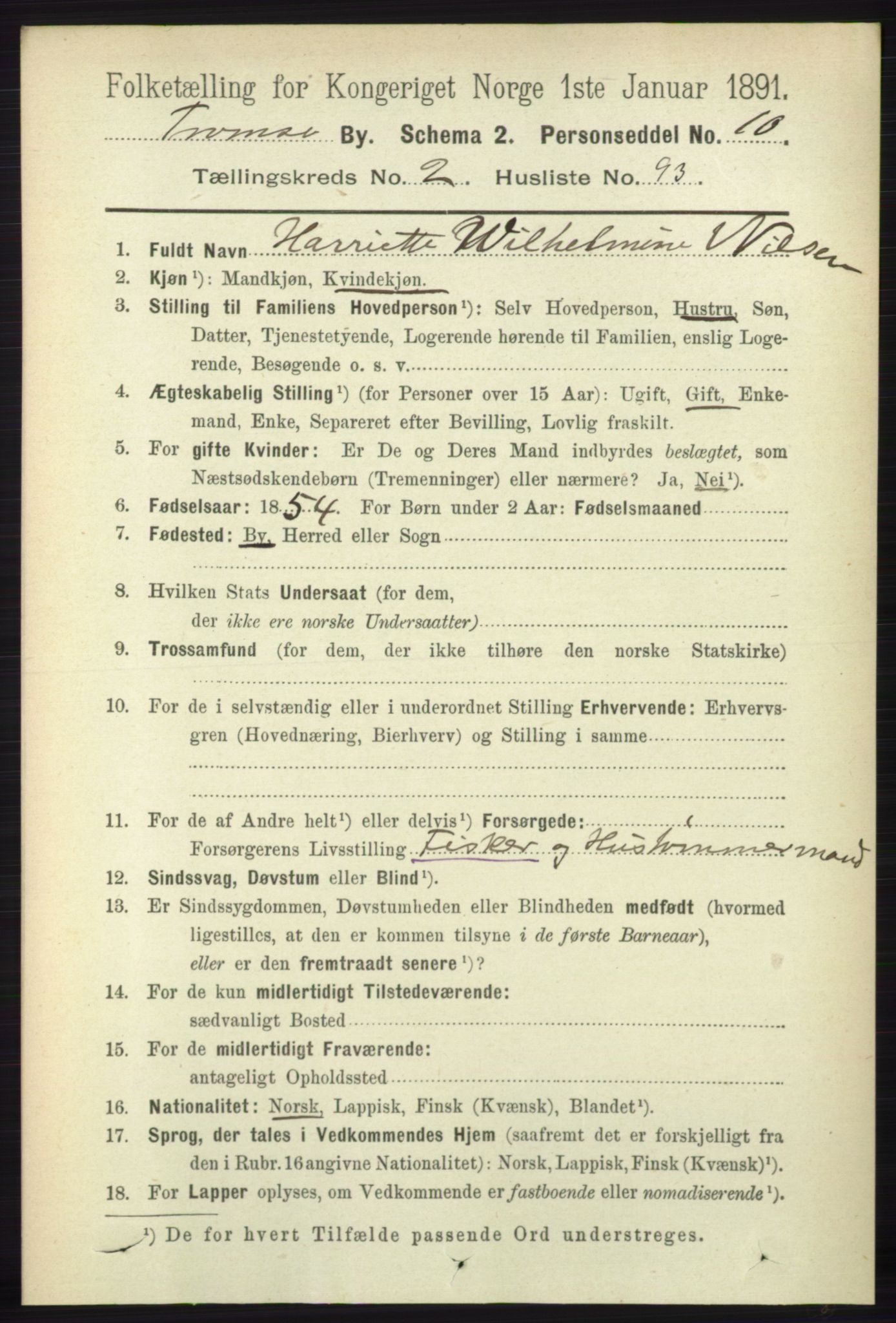 RA, 1891 census for 1902 Tromsø, 1891, p. 2818