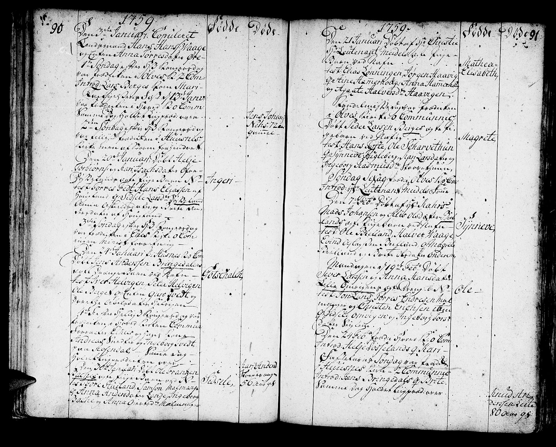 Kvinnherad sokneprestembete, AV/SAB-A-76401/H/Haa: Parish register (official) no. A 3, 1754-1777, p. 90-91