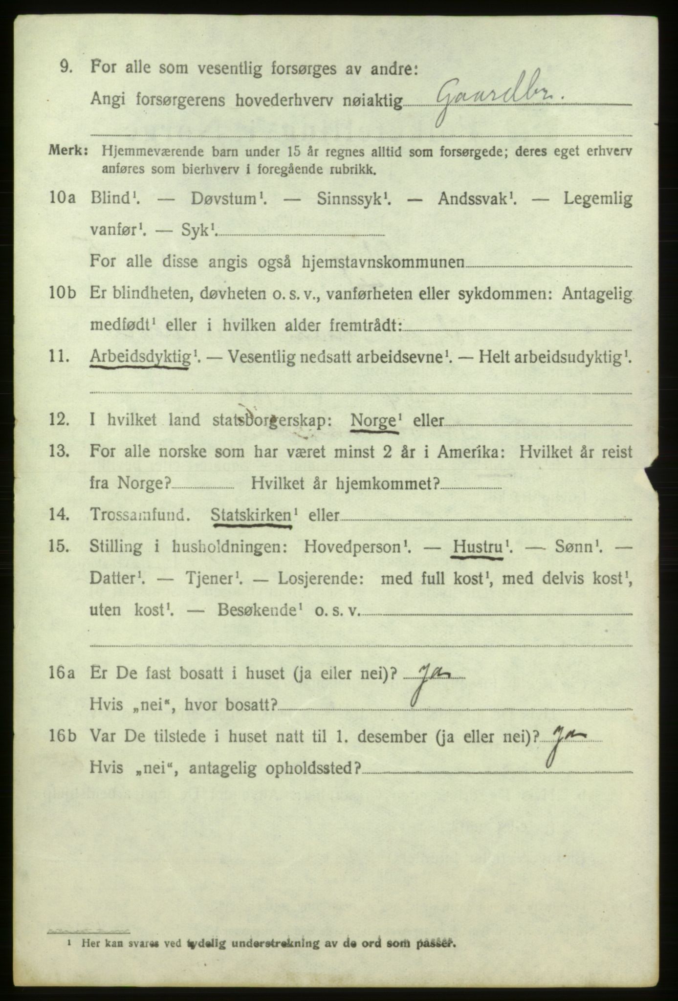 SAB, 1920 census for Ølen, 1920, p. 2322