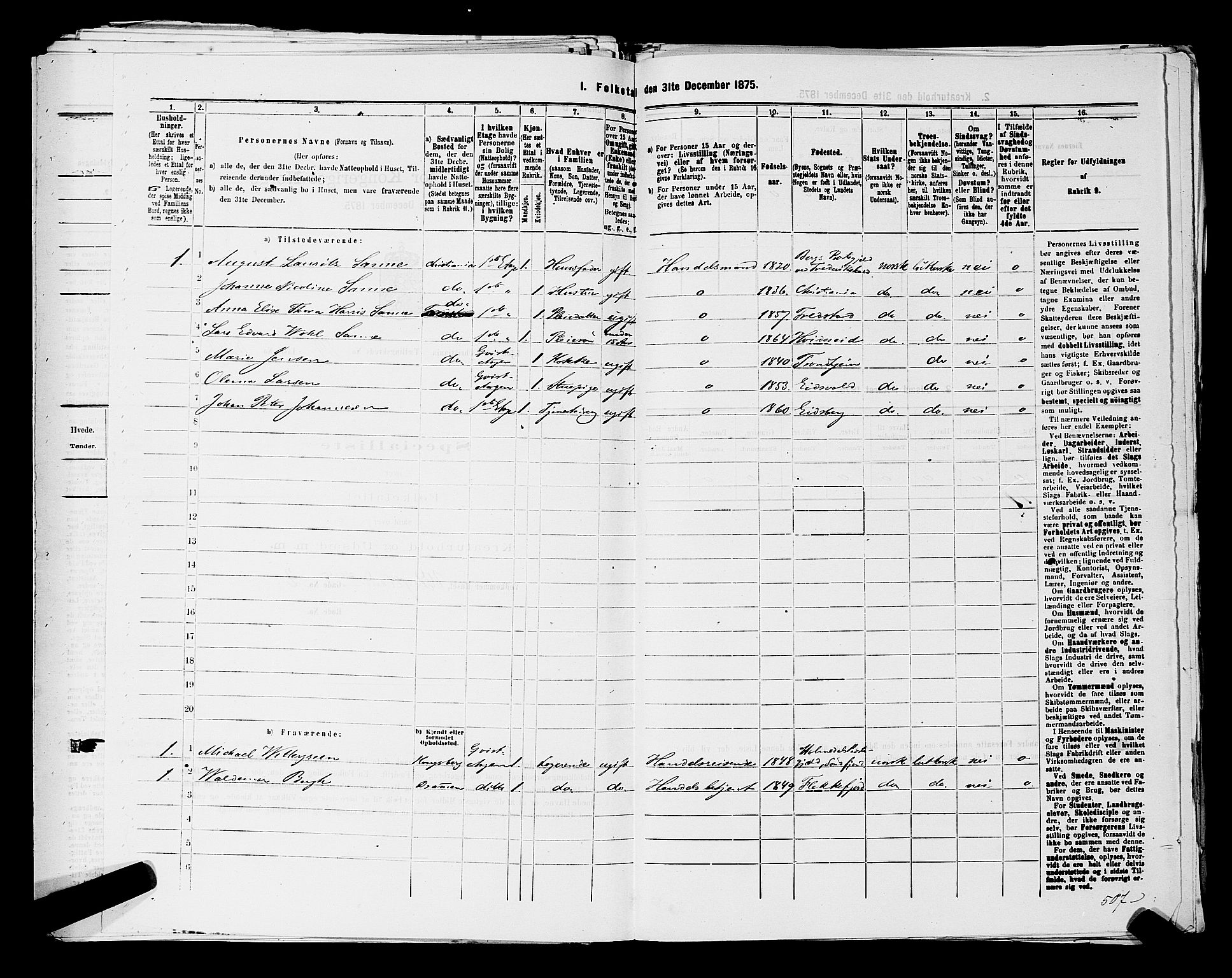 RA, 1875 census for 0301 Kristiania, 1875, p. 3549