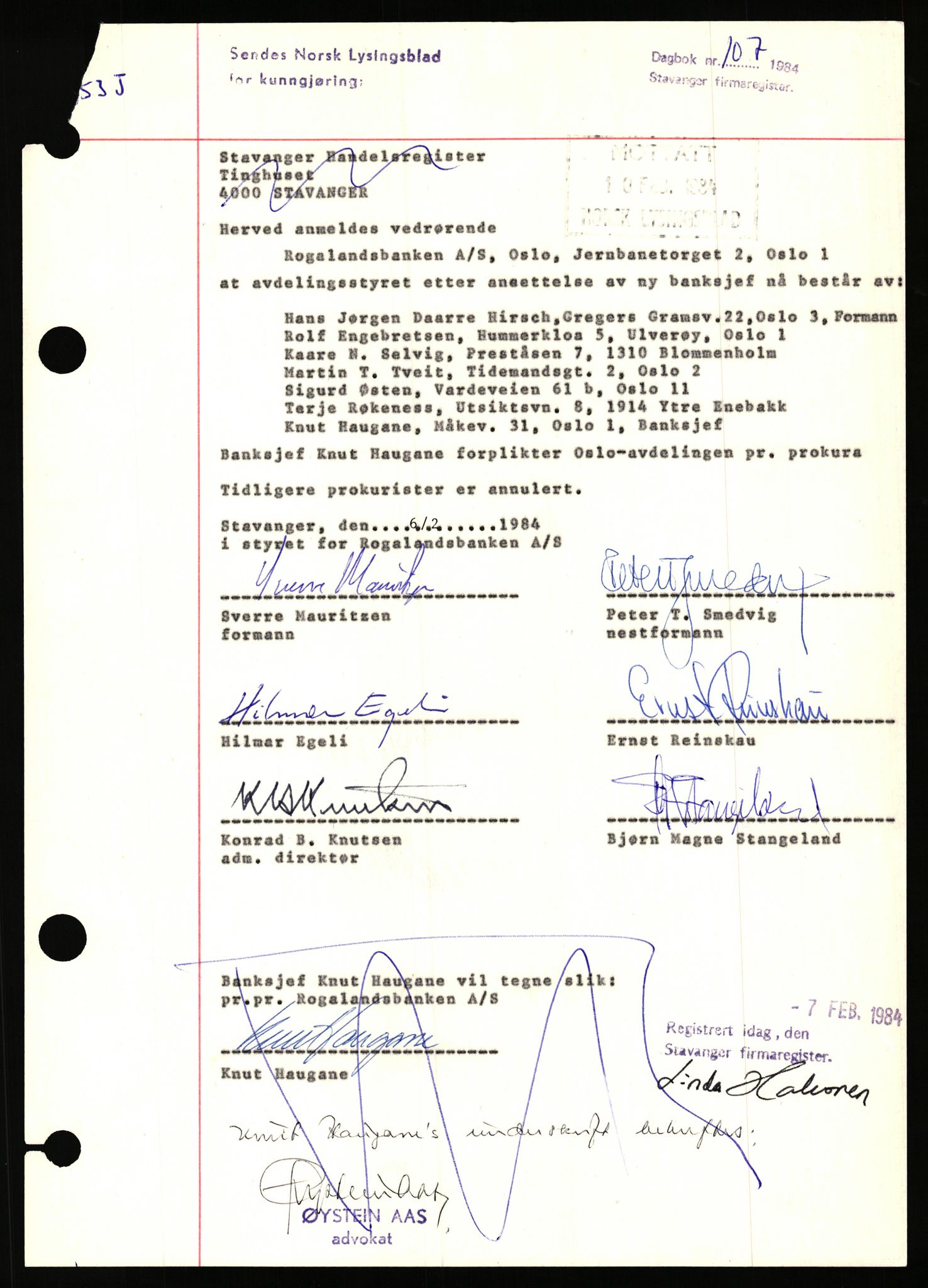 Stavanger byfogd, SAST/A-101408/002/J/Jd/Jde/L0050: Registreringsmeldinger og bilag. Aksjeselskap, 653 J-693, 1918-1982, p. 2