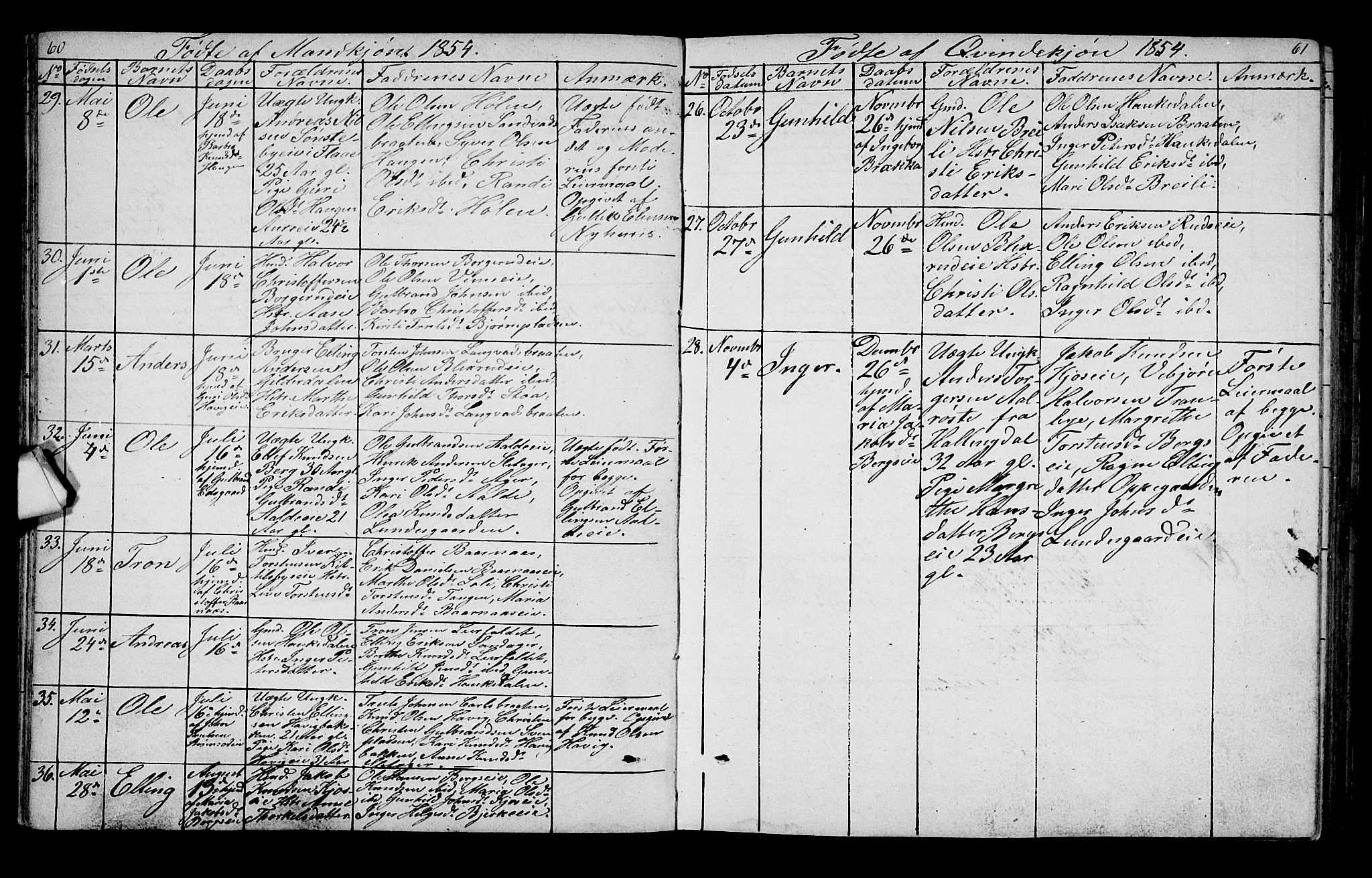 Lunder kirkebøker, AV/SAKO-A-629/G/Ga/L0002: Parish register (copy) no. I 2, 1849-1868, p. 60-61