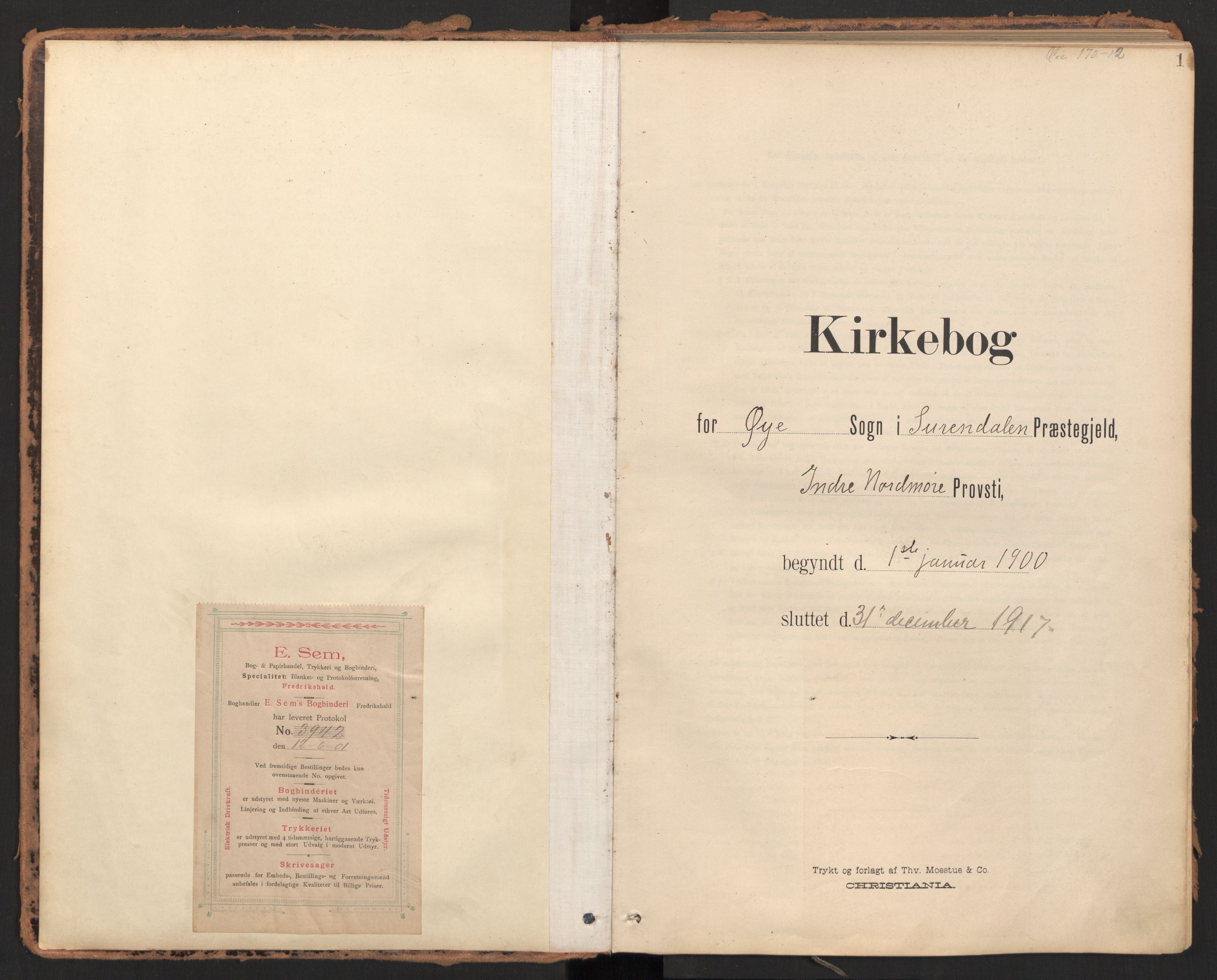 Ministerialprotokoller, klokkerbøker og fødselsregistre - Møre og Romsdal, SAT/A-1454/595/L1048: Parish register (official) no. 595A10, 1900-1917, p. 1