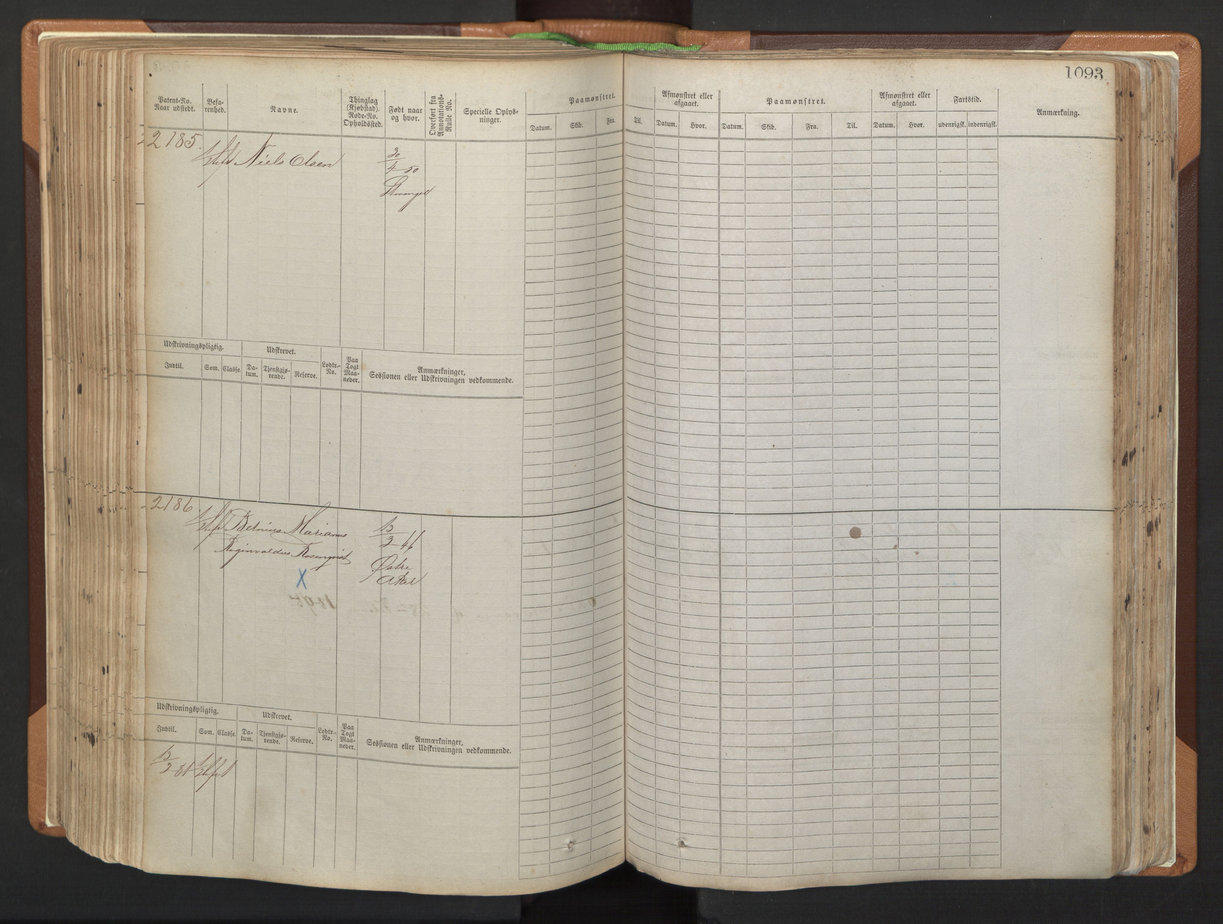 Stavanger sjømannskontor, AV/SAST-A-102006/F/Fb/Fbb/L0006: Sjøfartshovedrulle, patentnr. 1607-2402 (del 3), 1869-1880, p. 293