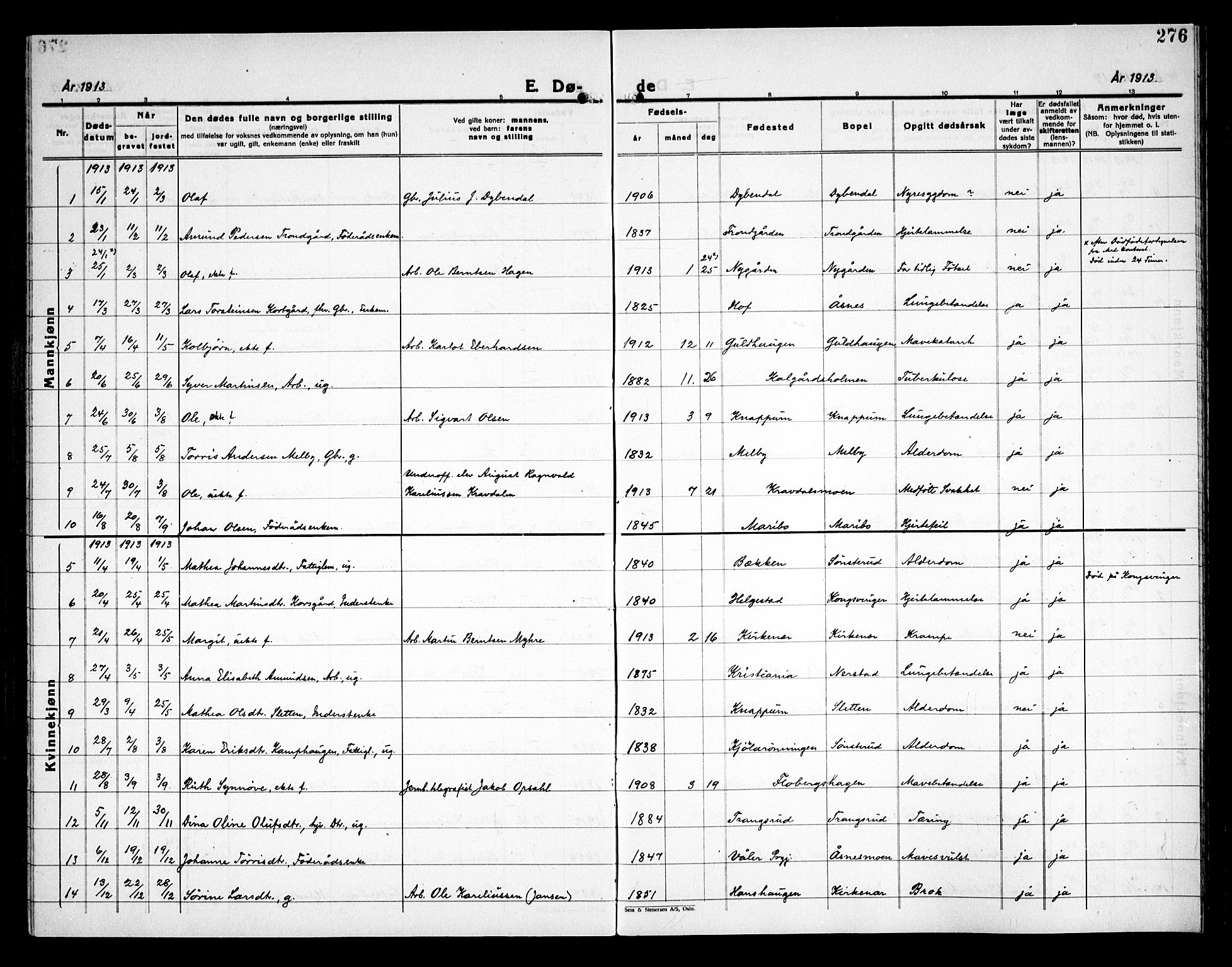 Åsnes prestekontor, SAH/PREST-042/H/Ha/Haa/L0000C: Parish register (official) no. 0A, 1890-1929, p. 276
