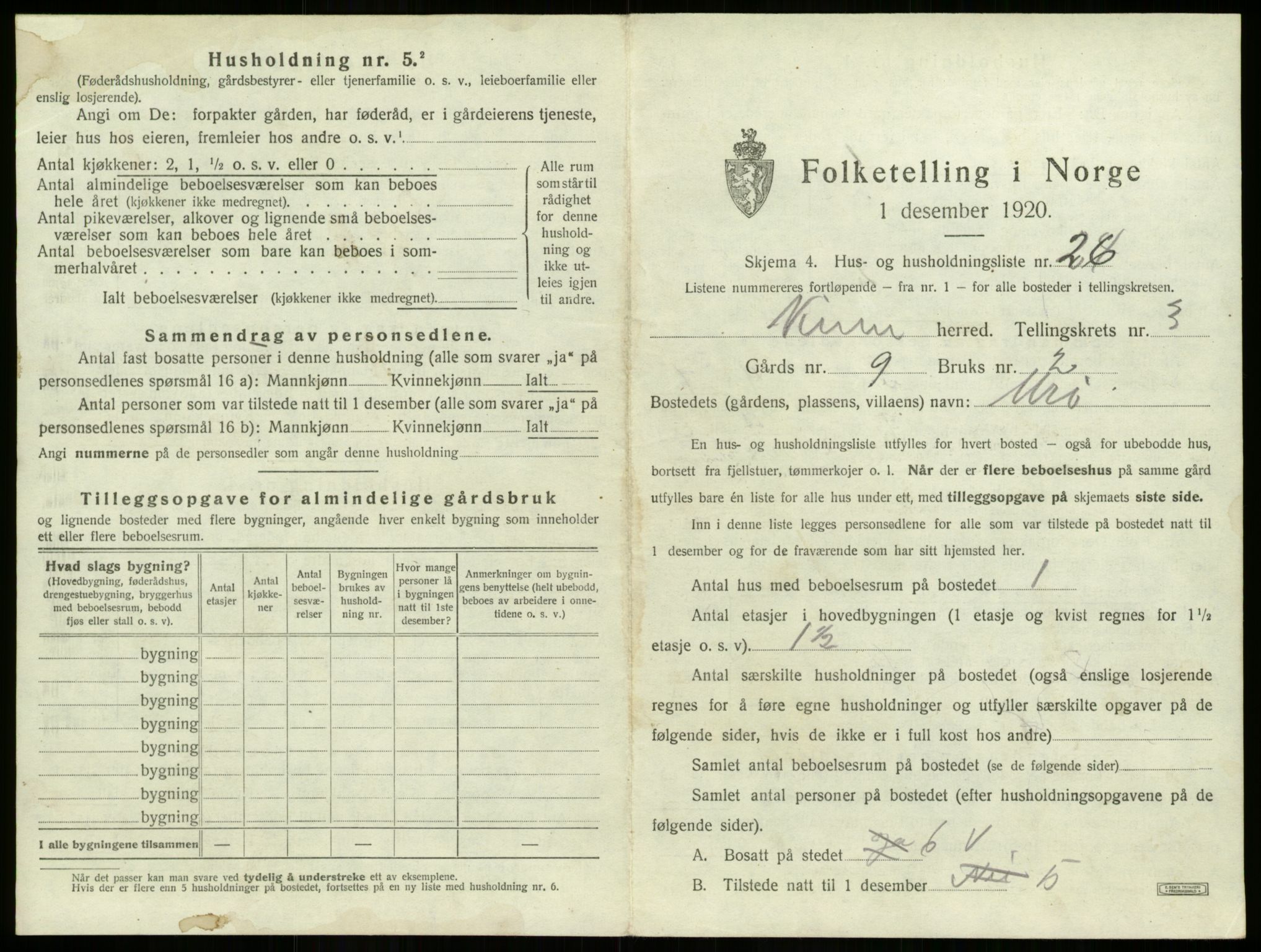 SAB, 1920 census for Kinn, 1920, p. 222