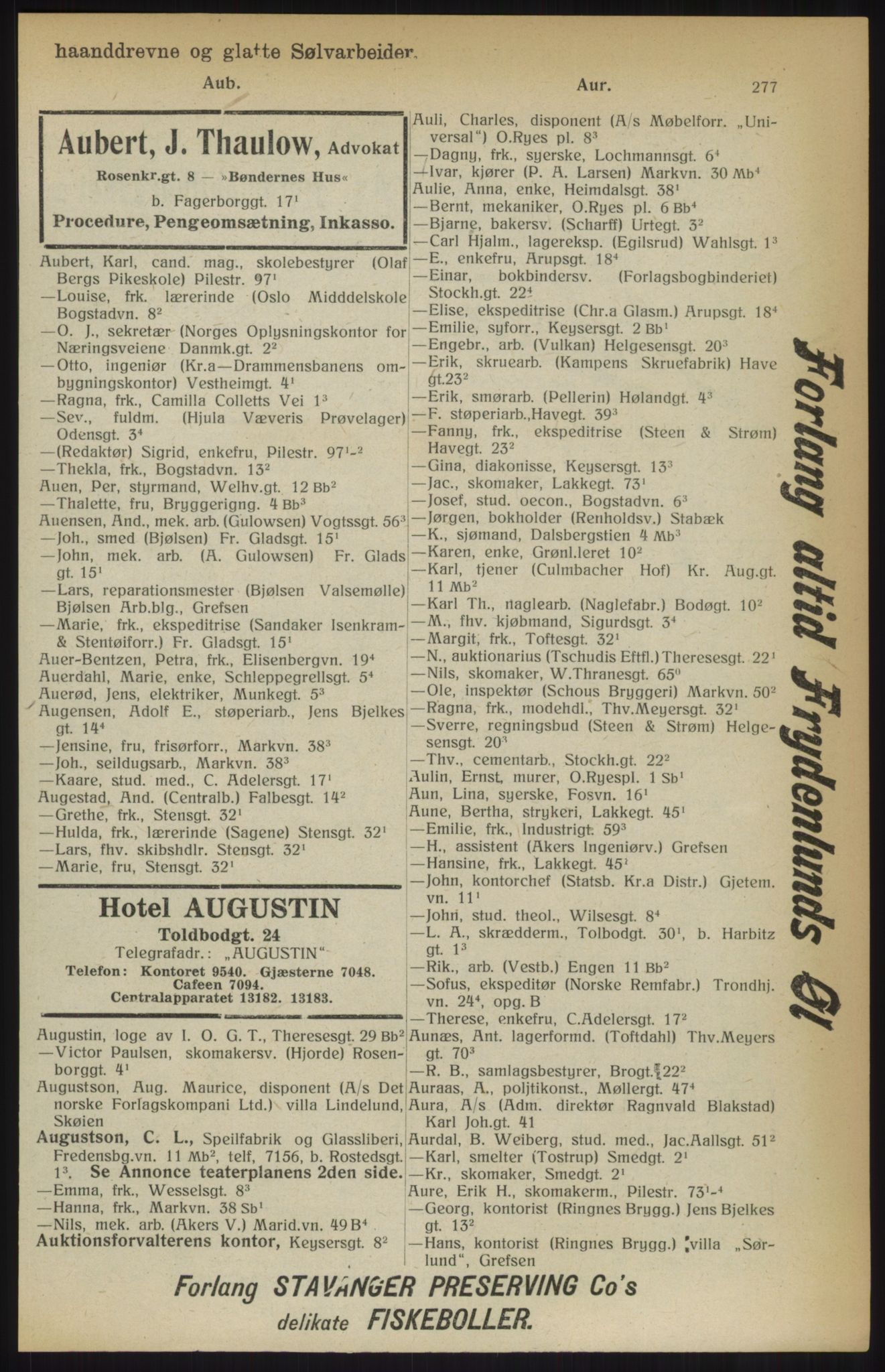 Kristiania/Oslo adressebok, PUBL/-, 1914, p. 277