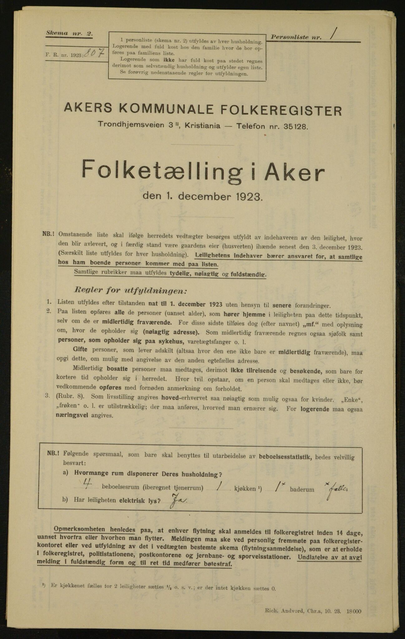 , Municipal Census 1923 for Aker, 1923, p. 4918