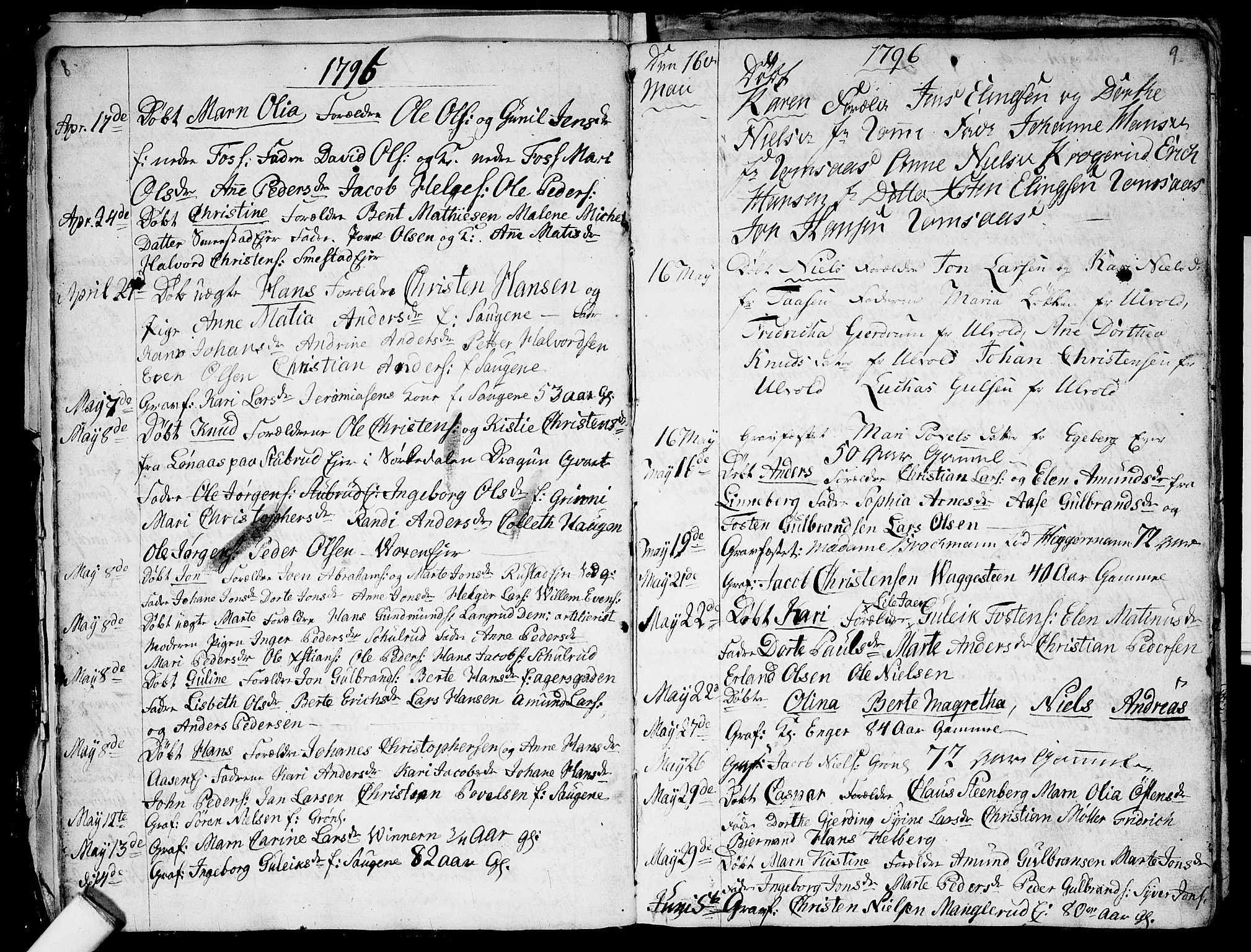 Aker prestekontor kirkebøker, AV/SAO-A-10861/G/L0001: Parish register (copy) no. 1, 1796-1826, p. 8-9