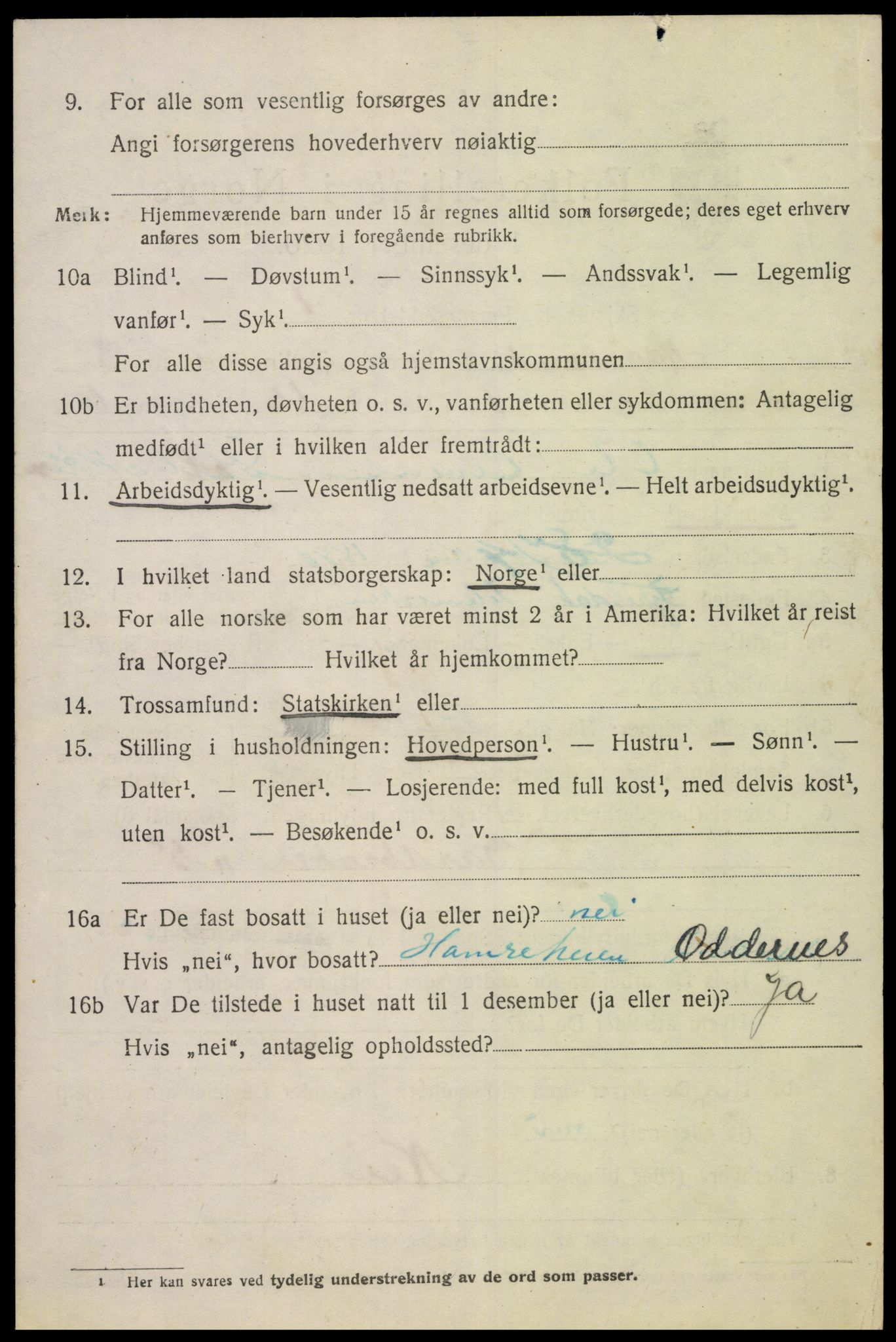 SAK, 1920 census for Hægeland, 1920, p. 938