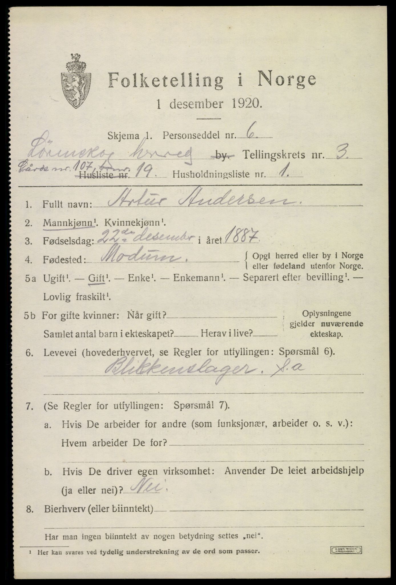 SAO, 1920 census for Lørenskog, 1920, p. 2771