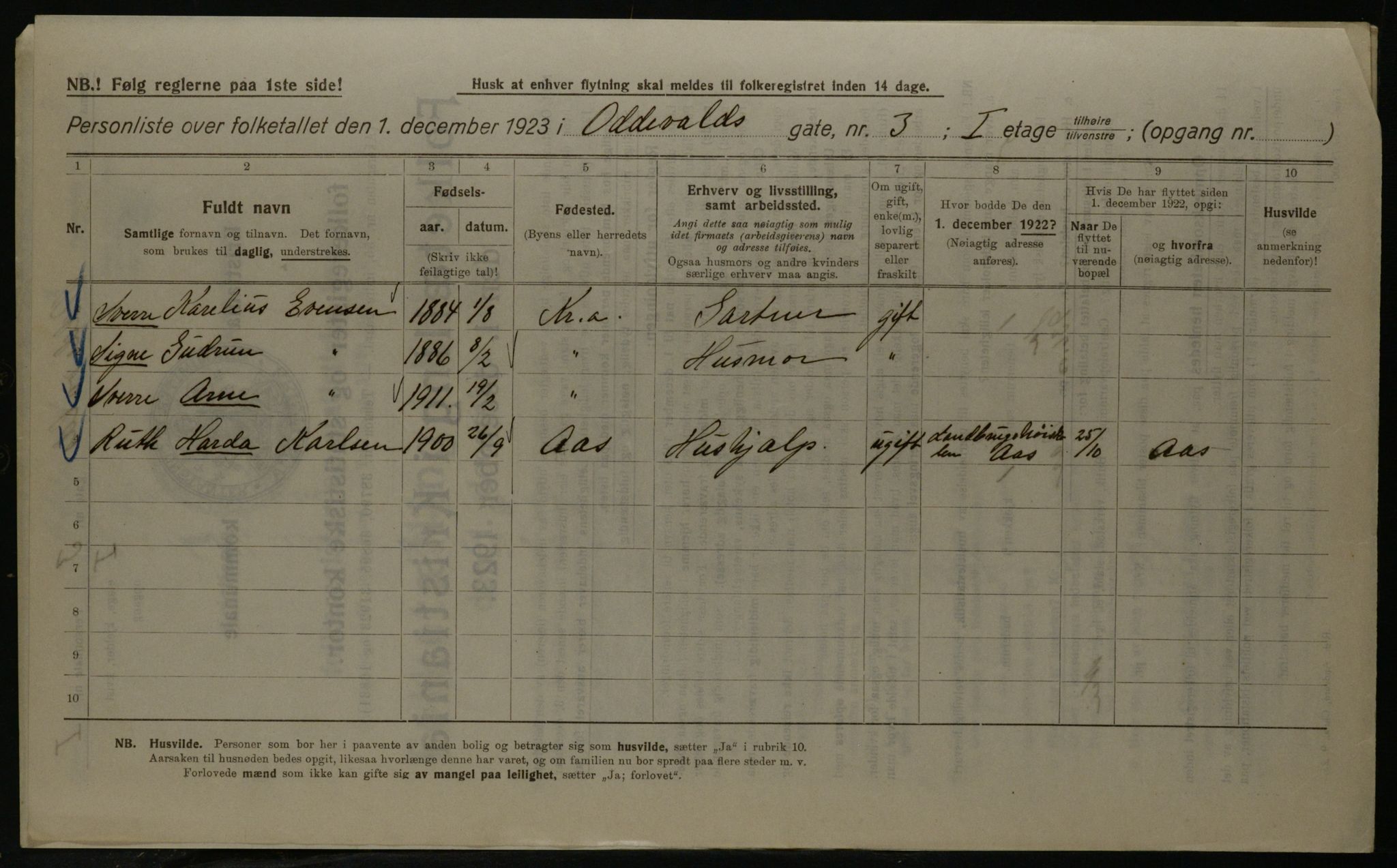 OBA, Municipal Census 1923 for Kristiania, 1923, p. 81737