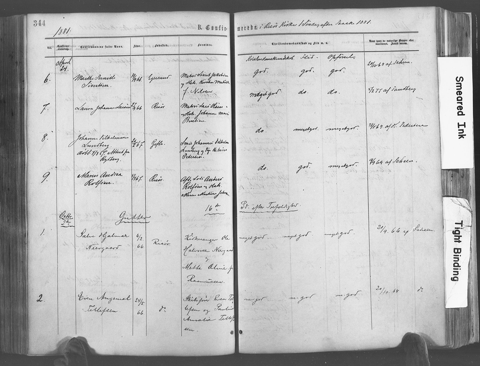 Risør sokneprestkontor, SAK/1111-0035/F/Fa/L0004: Parish register (official) no. A 4, 1865-1882, p. 344