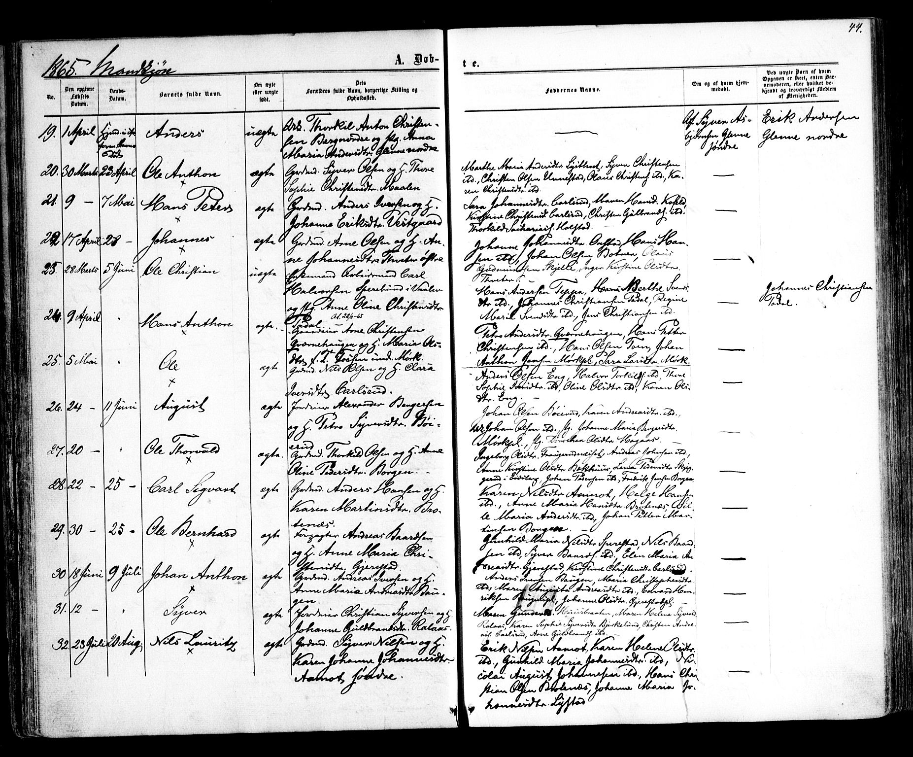 Skiptvet prestekontor Kirkebøker, AV/SAO-A-20009/F/Fa/L0007: Parish register (official) no. 7, 1861-1866, p. 44